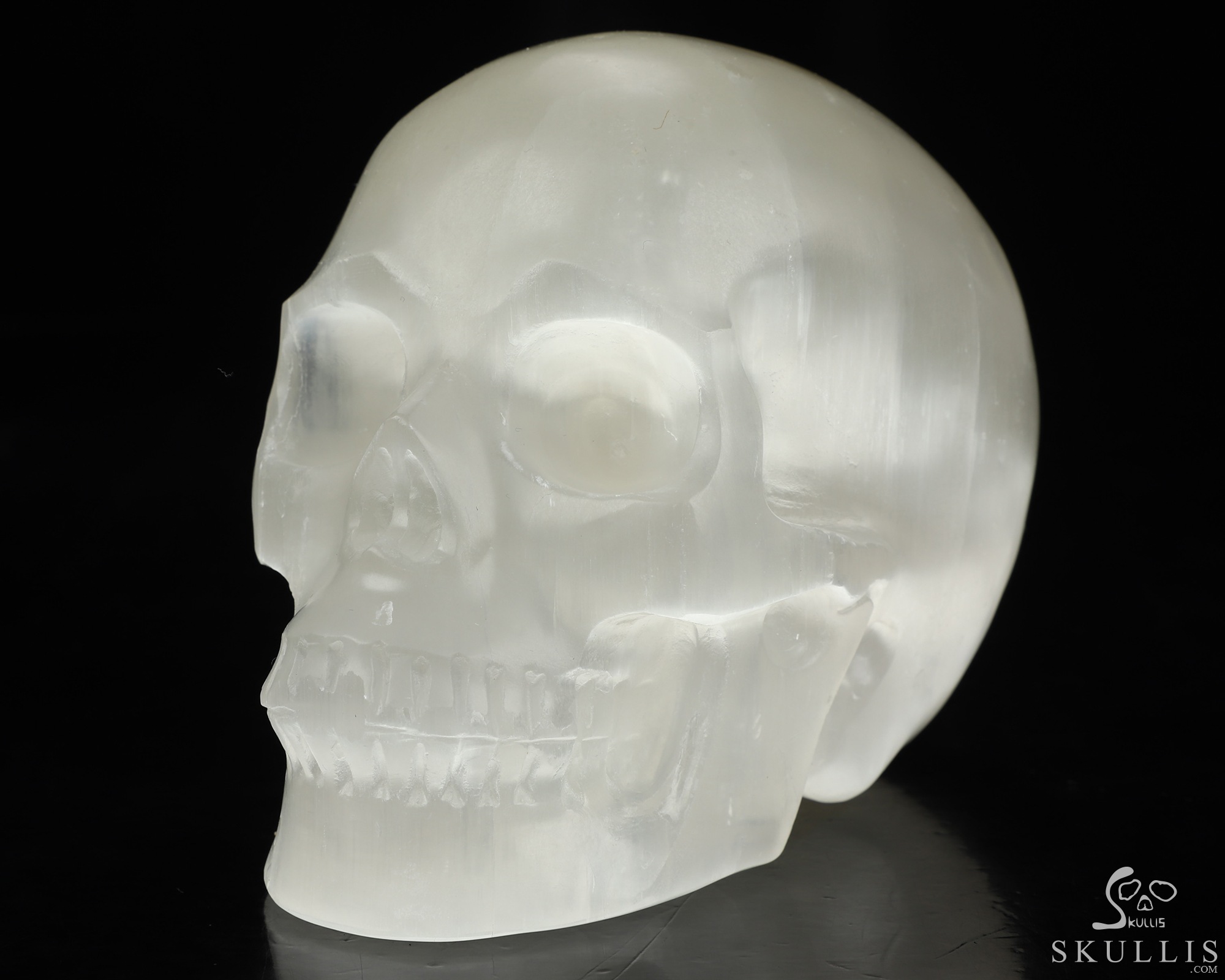 5.0" Selenite Hand Carved Crystal Skull, Realistic, Crystal Healing 5.0" Selenite Hand Carved Crystal Skull, Realistic, Crystal Healing
