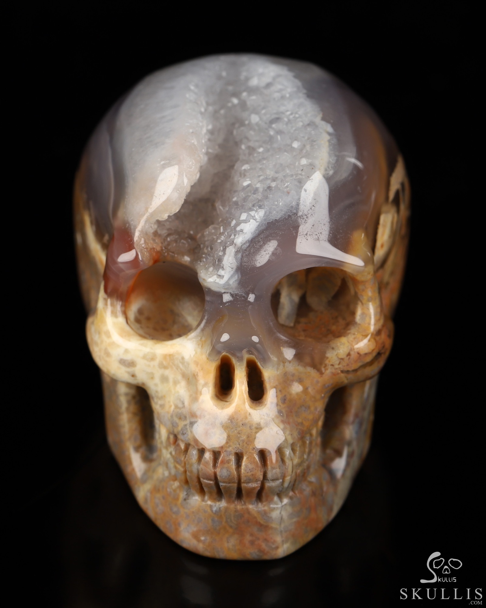 2.0" Dinosaur Egg Agate Hand Carved Crystal Skull, Realistic, Crystal Healing 2.0" Dinosaur Egg Agate Hand Carved Crystal Skull, Realistic, Crystal Healing