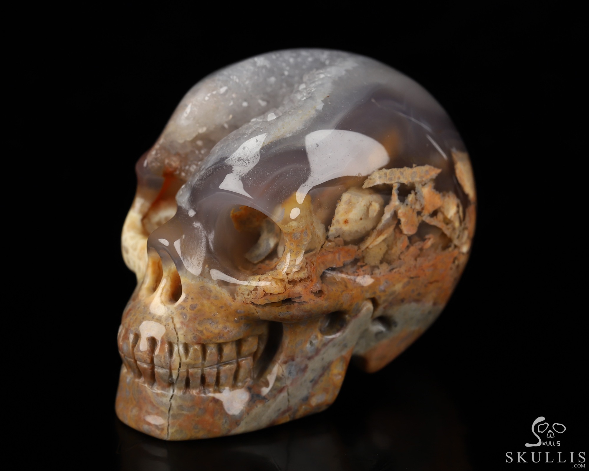 2.0" Dinosaur Egg Agate Hand Carved Crystal Skull, Realistic, Crystal Healing 2.0" Dinosaur Egg Agate Hand Carved Crystal Skull, Realistic, Crystal Healing