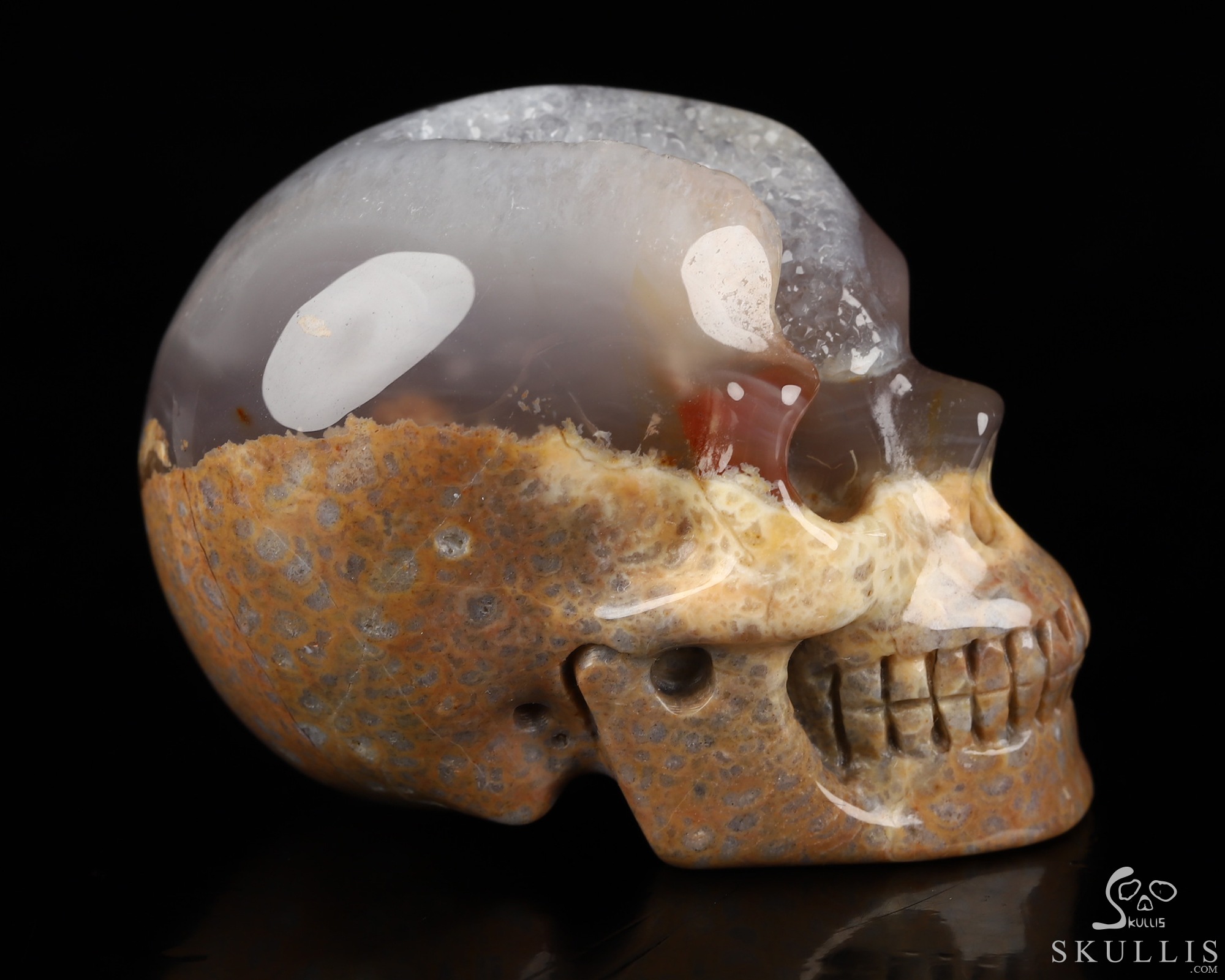 2.0" Dinosaur Egg Agate Hand Carved Crystal Skull, Realistic, Crystal Healing 2.0" Dinosaur Egg Agate Hand Carved Crystal Skull, Realistic, Crystal Healing