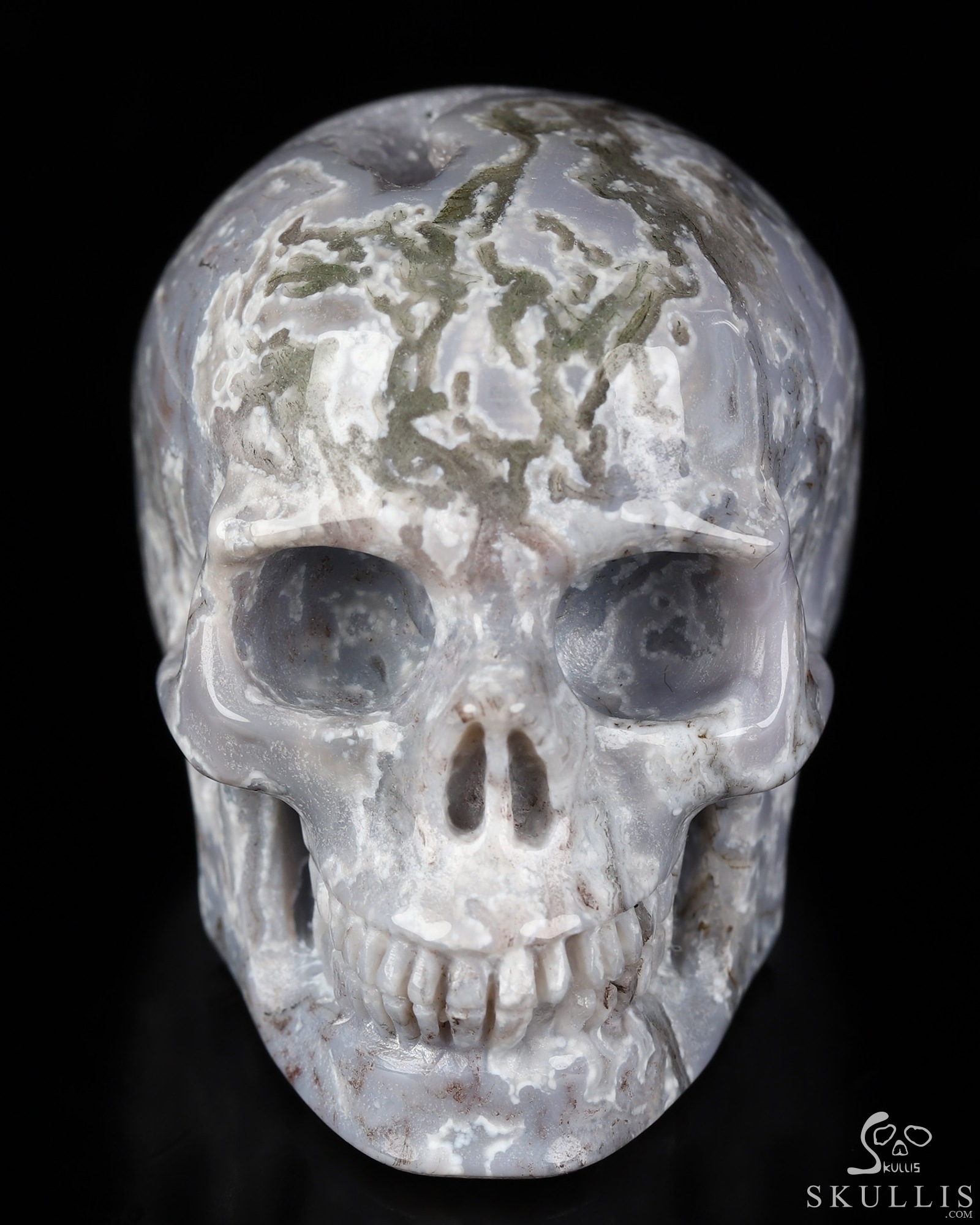 2.0" Green Moss Agate Hand Carved Crystal Skull, Realistic, Crystal Healing 2.0" Green Moss Agate Hand Carved Crystal Skull, Realistic, Crystal Healing