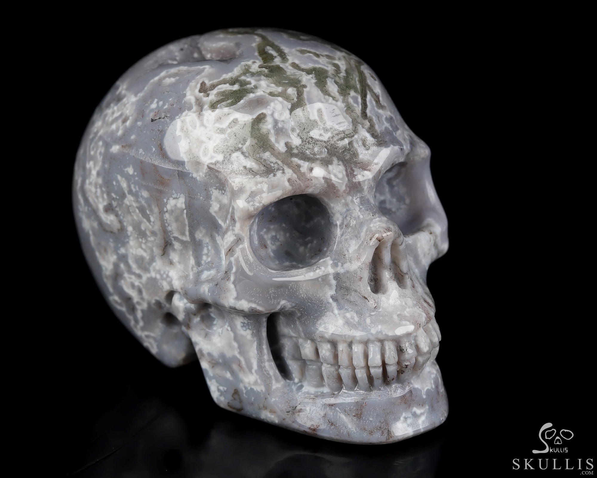 2.0" Green Moss Agate Hand Carved Crystal Skull, Realistic, Crystal Healing 2.0" Green Moss Agate Hand Carved Crystal Skull, Realistic, Crystal Healing