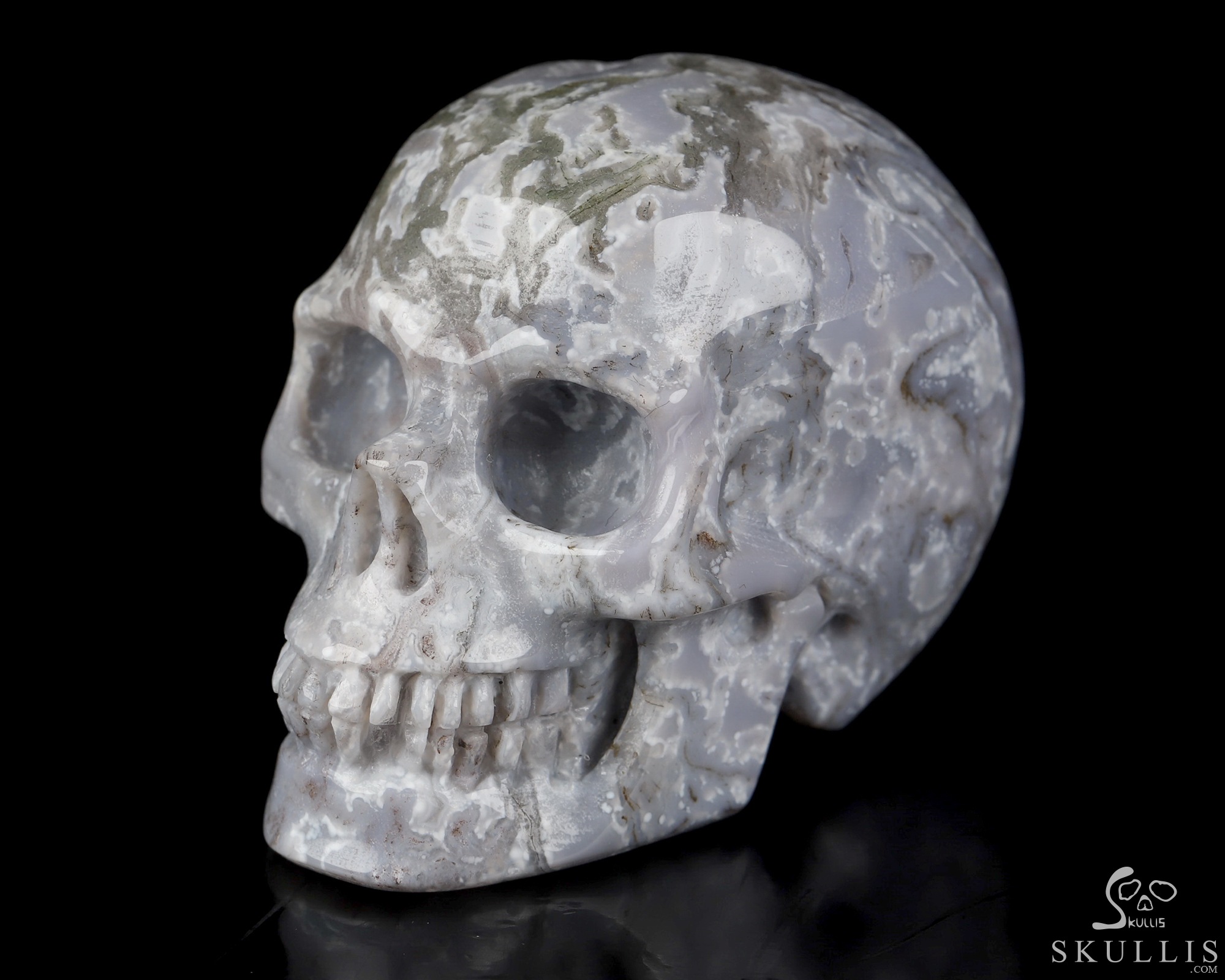 2.0" Green Moss Agate Hand Carved Crystal Skull, Realistic, Crystal Healing 2.0" Green Moss Agate Hand Carved Crystal Skull, Realistic, Crystal Healing