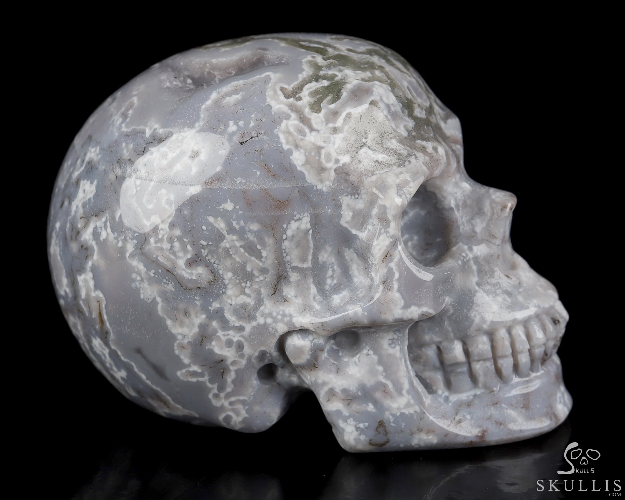 2.0" Green Moss Agate Hand Carved Crystal Skull, Realistic, Crystal Healing 2.0" Green Moss Agate Hand Carved Crystal Skull, Realistic, Crystal Healing