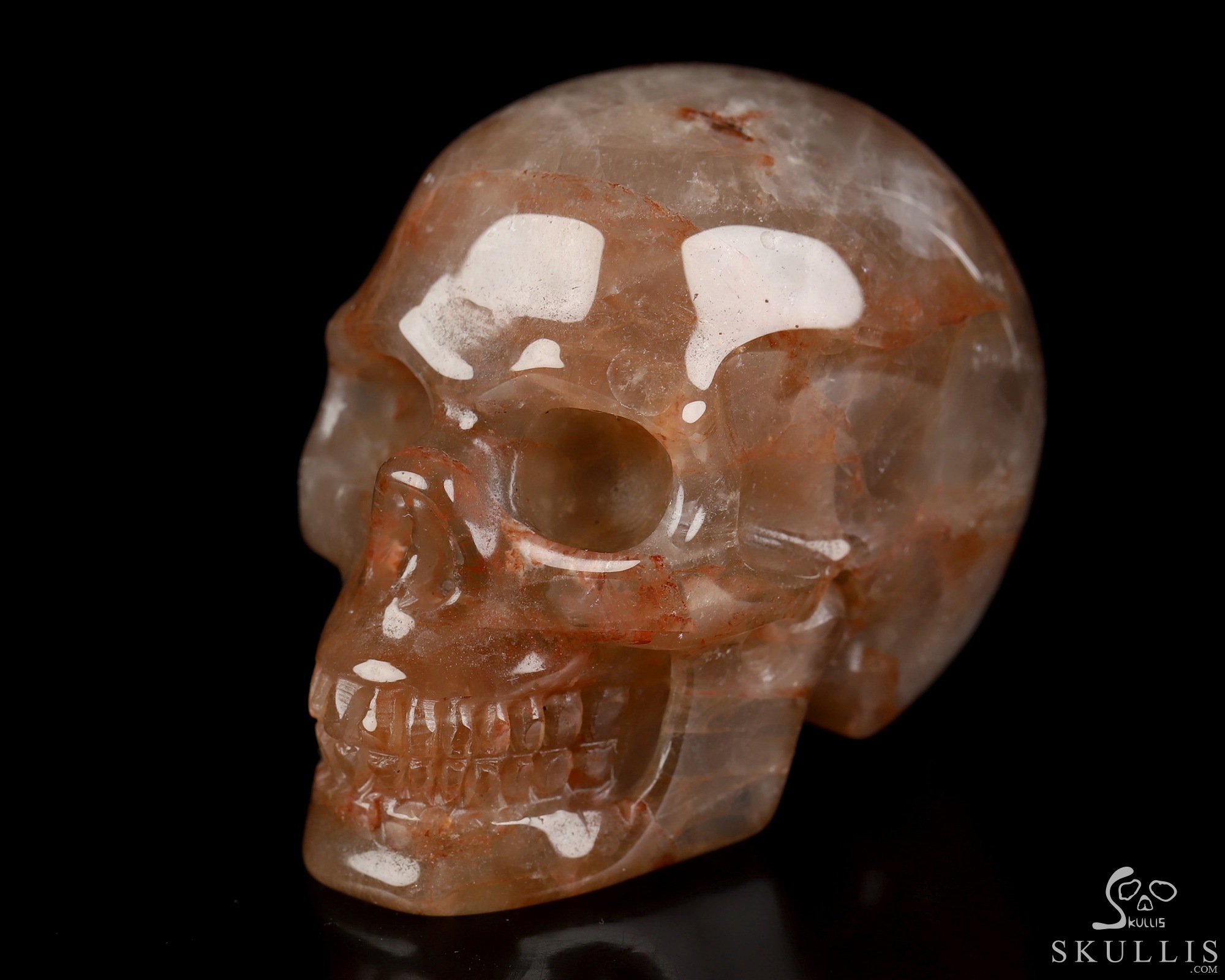 2.0" Fire Quartz Hand Carved Crystal Skull, Realistic, Crystal Healing 2.0" Fire Quartz Hand Carved Crystal Skull, Realistic, Crystal Healing