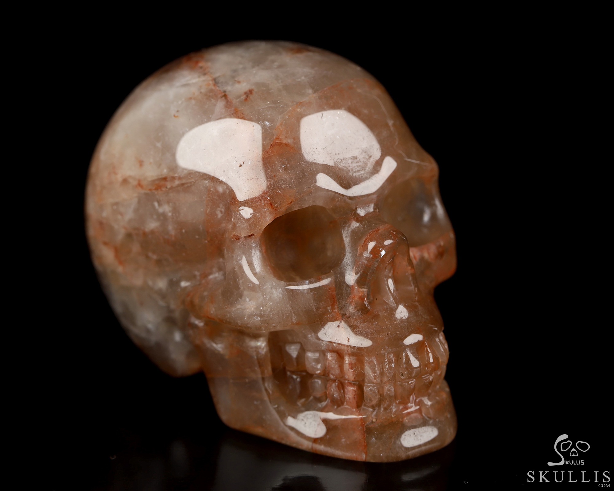 2.0" Fire Quartz Hand Carved Crystal Skull, Realistic, Crystal Healing 2.0" Fire Quartz Hand Carved Crystal Skull, Realistic, Crystal Healing