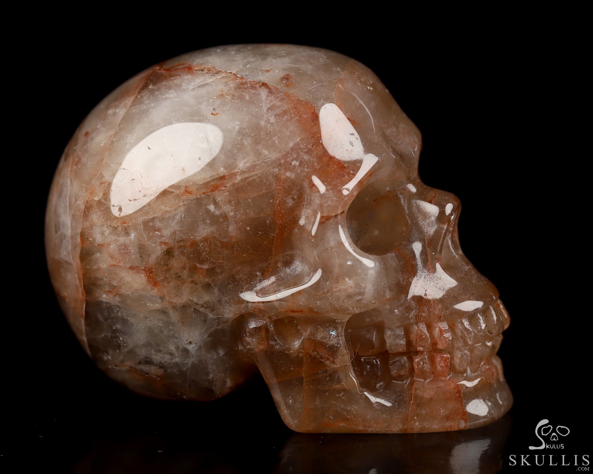 2.0" Fire Quartz Hand Carved Crystal Skull, Realistic, Crystal Healing 2.0" Fire Quartz Hand Carved Crystal Skull, Realistic, Crystal Healing