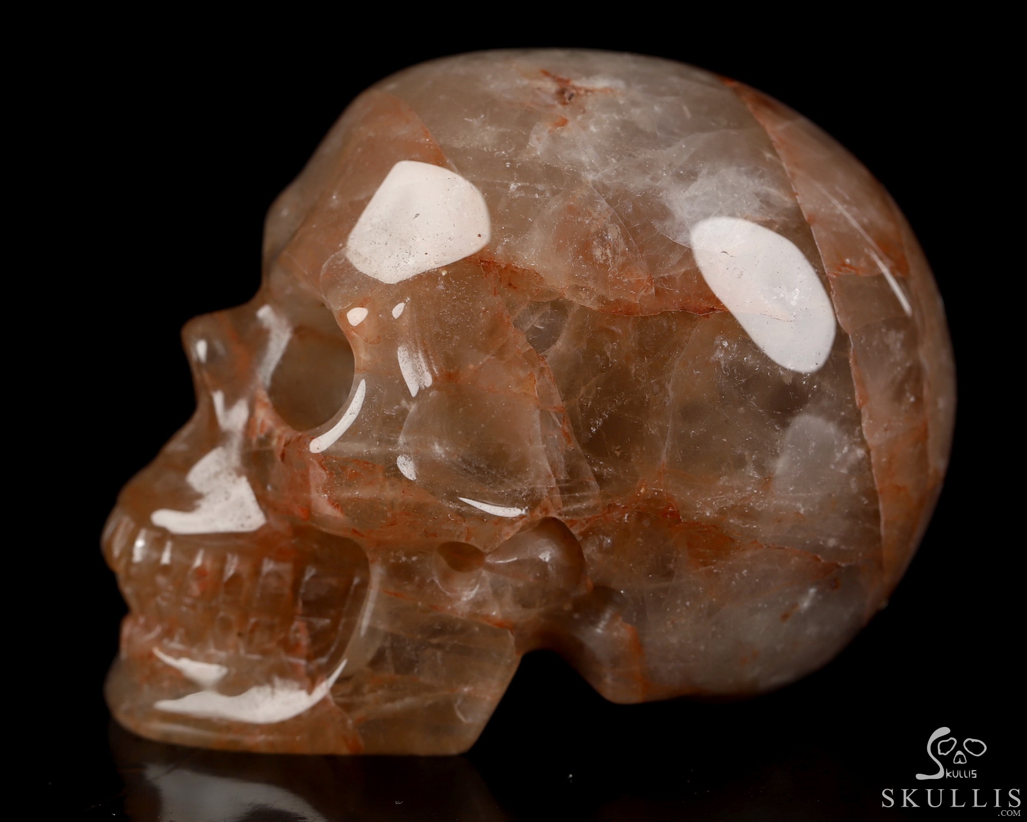 2.0" Fire Quartz Hand Carved Crystal Skull, Realistic, Crystal Healing 2.0" Fire Quartz Hand Carved Crystal Skull, Realistic, Crystal Healing