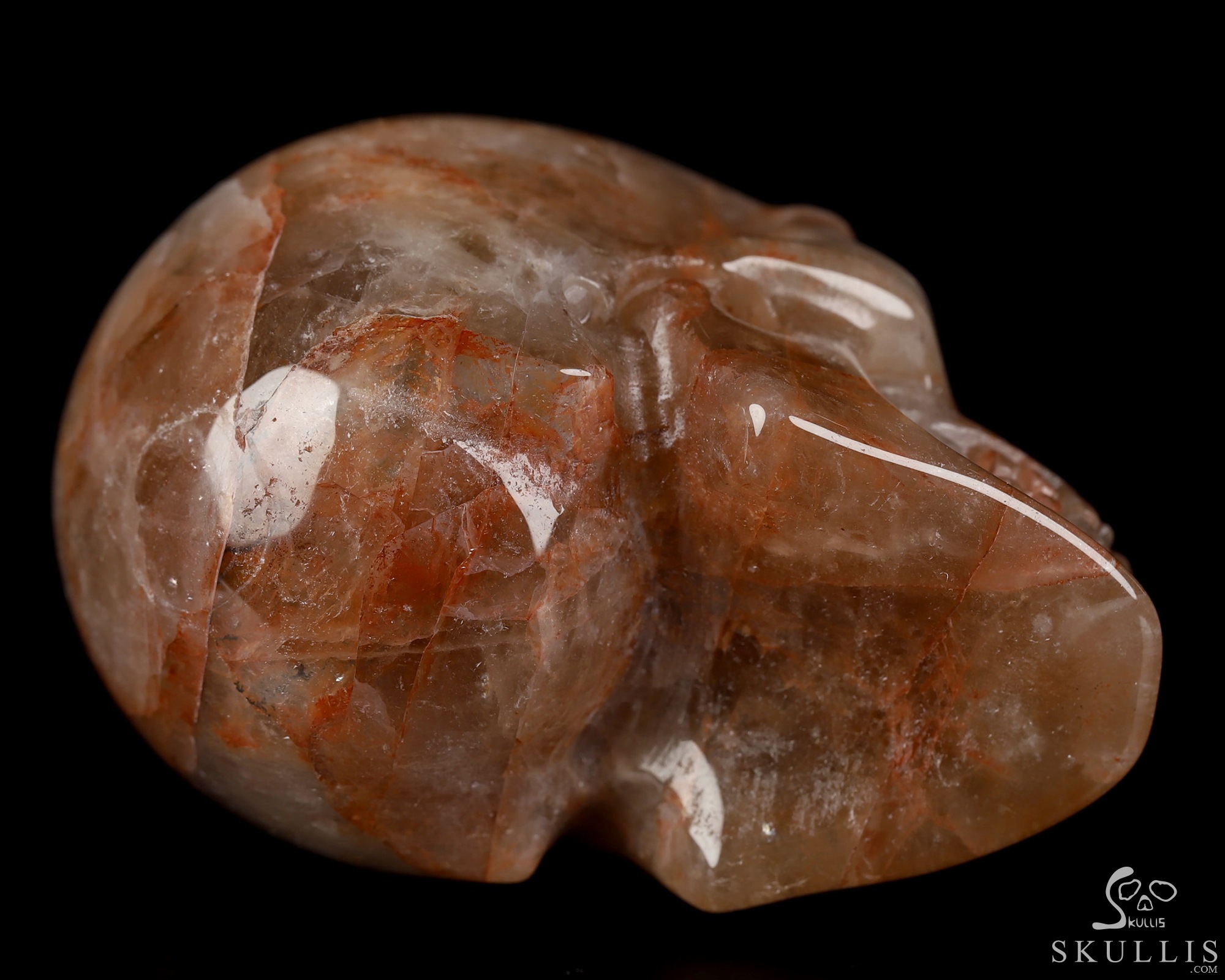 2.0" Fire Quartz Hand Carved Crystal Skull, Realistic, Crystal Healing 2.0" Fire Quartz Hand Carved Crystal Skull, Realistic, Crystal Healing