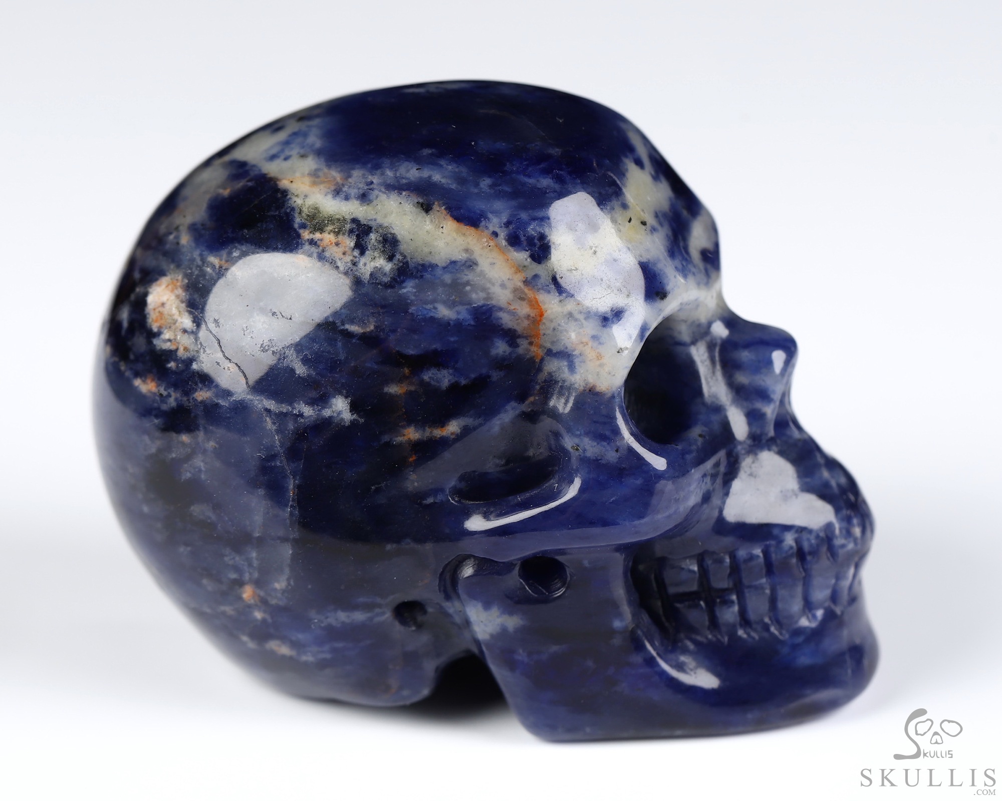 2.0" Sodalite Hand Carved Crystal Skull, Realistic, Crystal Healing 2.0" Sodalite Hand Carved Crystal Skull, Realistic, Crystal Healing