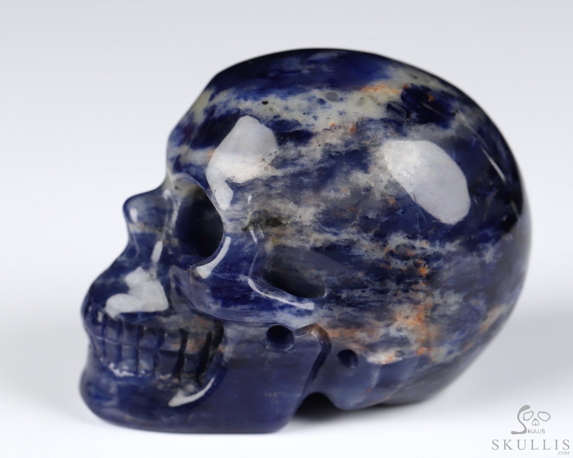 2.0" Sodalite Hand Carved Crystal Skull, Realistic, Crystal Healing 2.0" Sodalite Hand Carved Crystal Skull, Realistic, Crystal Healing