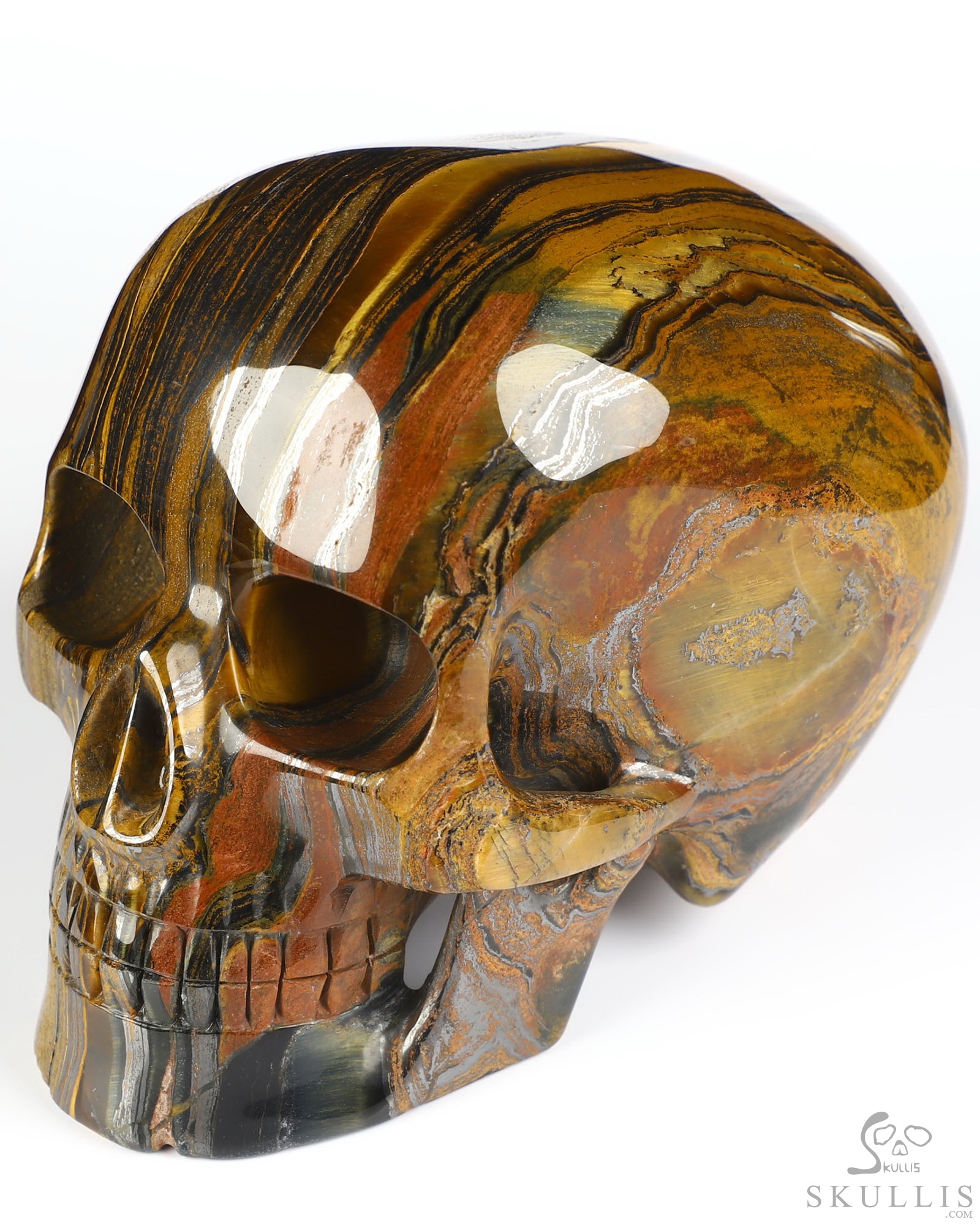 5.3" Tiger Iron Eye Hand Carved Mitchell-Hedges Crystal Skull Replica Sculpture, Crystal Healing 5.3" Tiger Iron Eye Hand Carved Mitchell-Hedges Crystal Skull Replica Sculpture, Crystal Healing