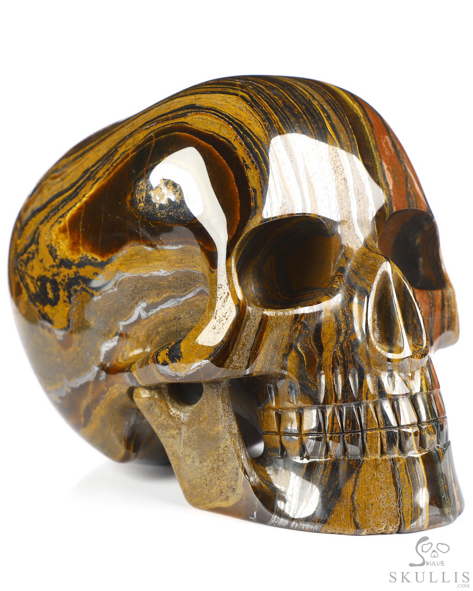 5.3" Tiger Iron Eye Hand Carved Mitchell-Hedges Crystal Skull Replica Sculpture, Crystal Healing 5.3" Tiger Iron Eye Hand Carved Mitchell-Hedges Crystal Skull Replica Sculpture, Crystal Healing