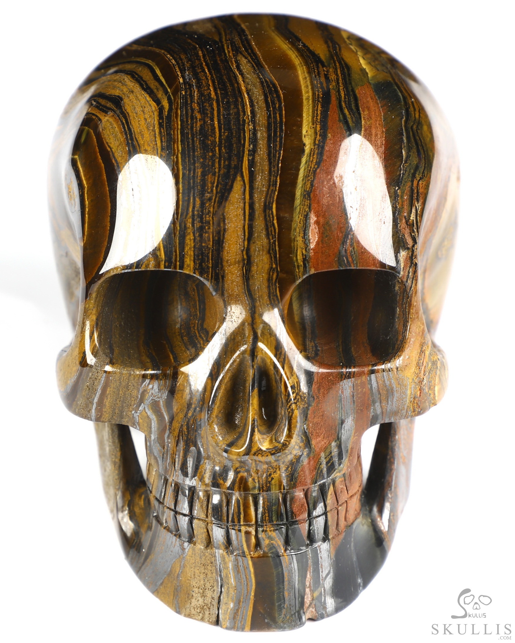 5.3" Tiger Iron Eye Hand Carved Mitchell-Hedges Crystal Skull Replica Sculpture, Crystal Healing 5.3" Tiger Iron Eye Hand Carved Mitchell-Hedges Crystal Skull Replica Sculpture, Crystal Healing