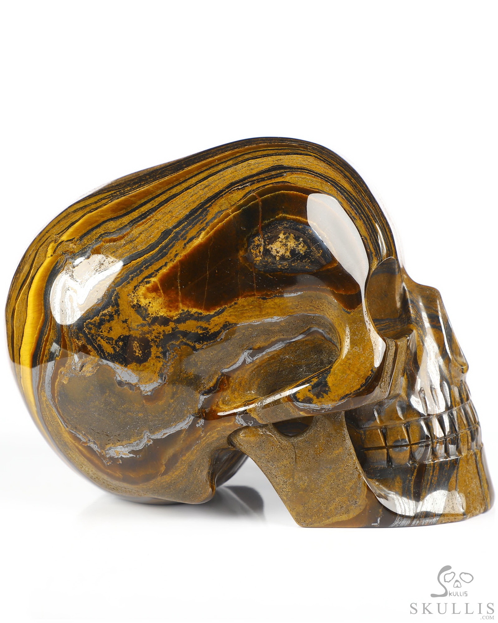 5.3" Tiger Iron Eye Hand Carved Mitchell-Hedges Crystal Skull Replica Sculpture, Crystal Healing 5.3" Tiger Iron Eye Hand Carved Mitchell-Hedges Crystal Skull Replica Sculpture, Crystal Healing