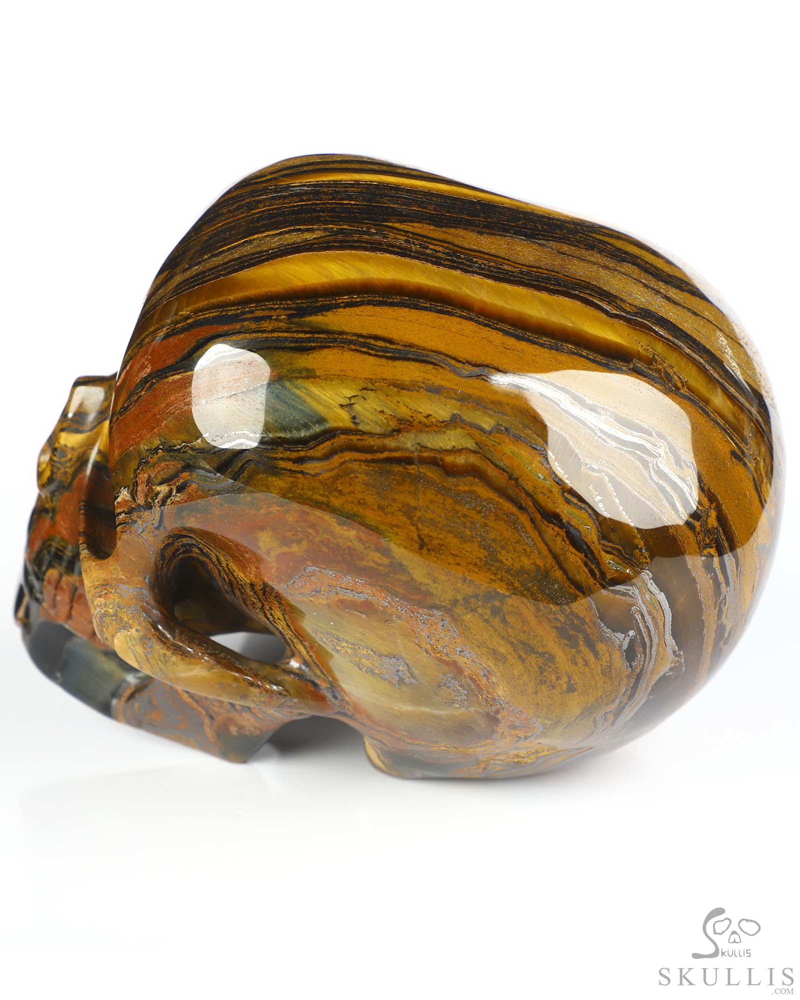 5.3" Tiger Iron Eye Hand Carved Mitchell-Hedges Crystal Skull Replica Sculpture, Crystal Healing 5.3" Tiger Iron Eye Hand Carved Mitchell-Hedges Crystal Skull Replica Sculpture, Crystal Healing