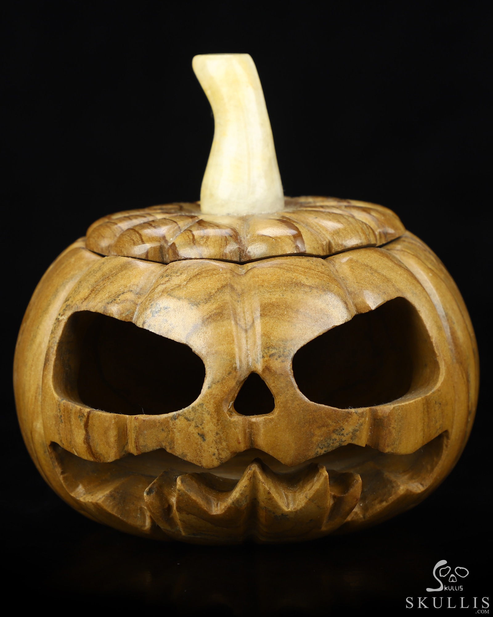 4.1" Picture Jasper Hand Carved Hollow Jack-O'-Lantern Pumpkin Crystal Skull Sculpture, Crystal Healing 4.1" Picture Jasper Hand Carved Hollow Jack-O'-Lantern Pumpkin Crystal Skull Sculpture, Crystal Healing