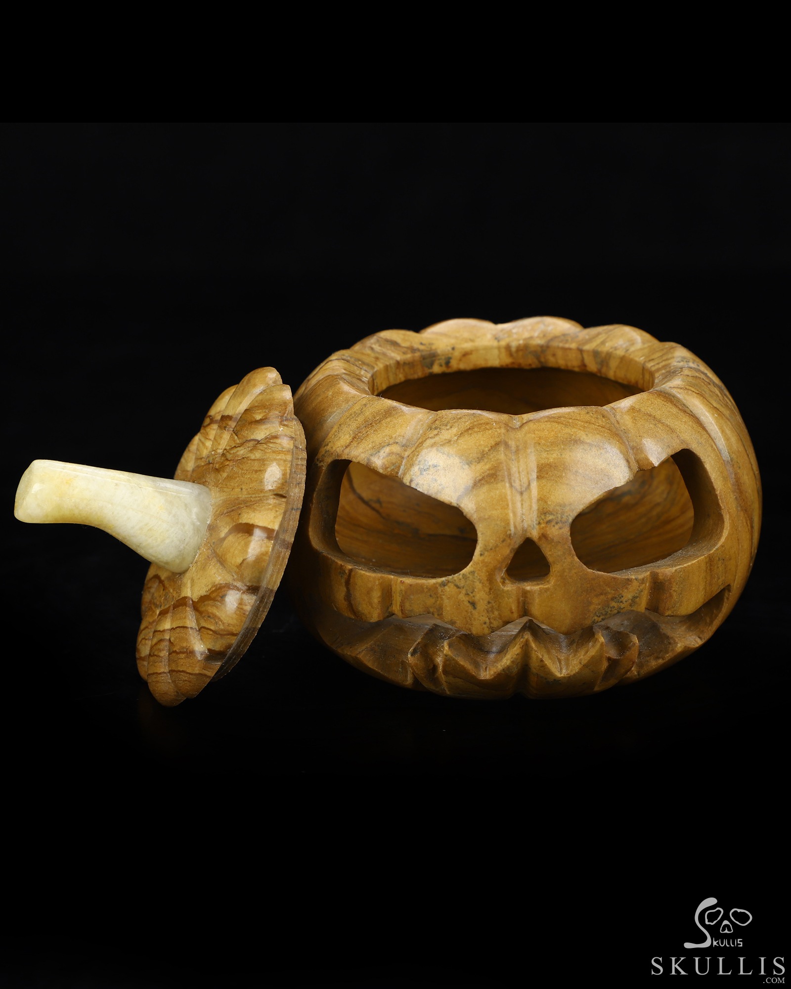 4.1" Picture Jasper Hand Carved Hollow Jack-O'-Lantern Pumpkin Crystal Skull Sculpture, Crystal Healing 4.1" Picture Jasper Hand Carved Hollow Jack-O'-Lantern Pumpkin Crystal Skull Sculpture, Crystal Healing