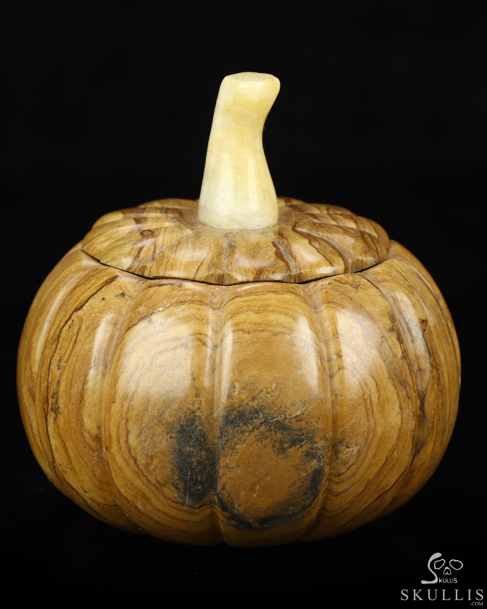 4.1" Picture Jasper Hand Carved Hollow Jack-O'-Lantern Pumpkin Crystal Skull Sculpture, Crystal Healing 4.1" Picture Jasper Hand Carved Hollow Jack-O'-Lantern Pumpkin Crystal Skull Sculpture, Crystal Healing