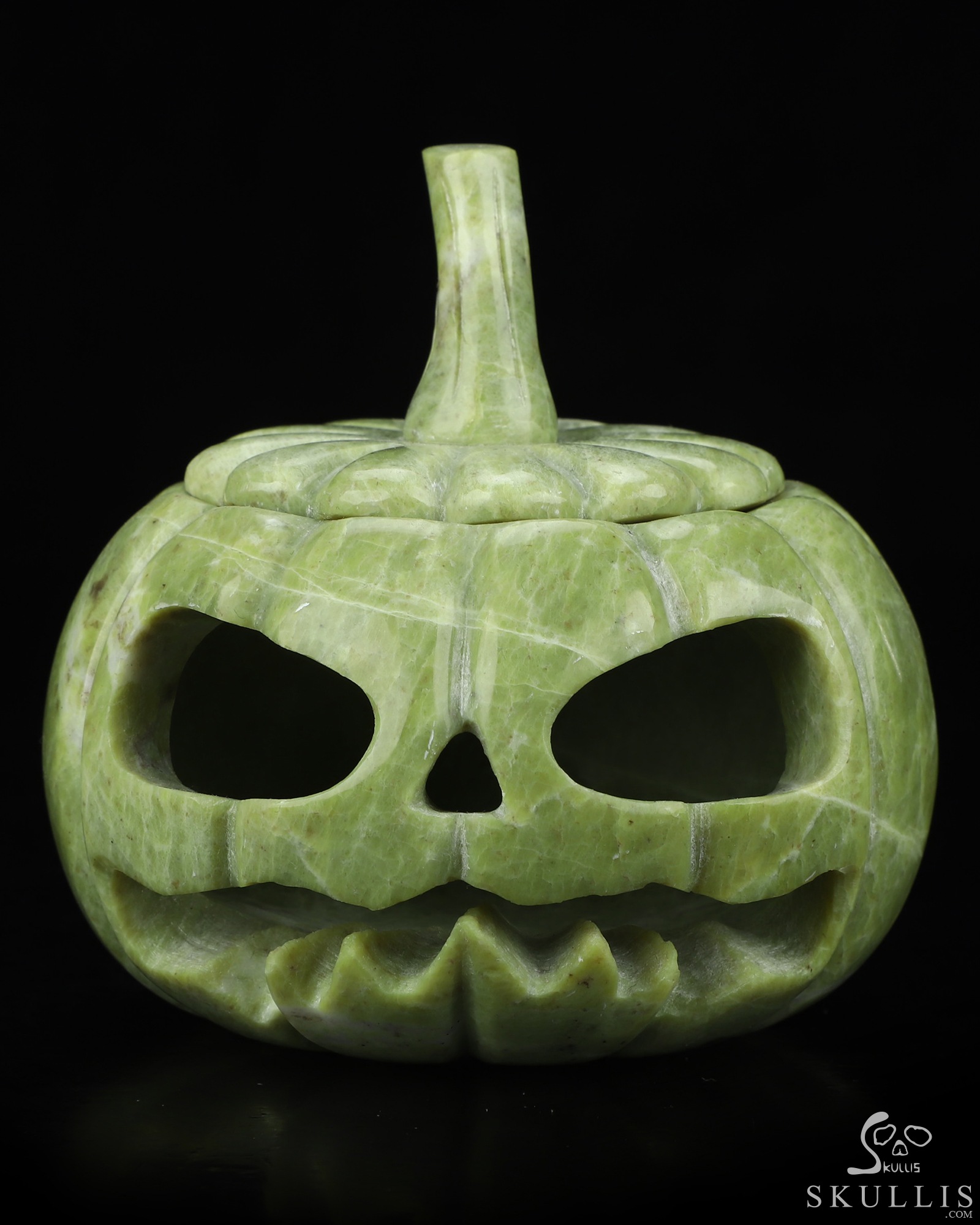 4.1" Lemon Stone Hand Carved Hollow Jack-O'-Lantern Pumpkin Crystal Skull Sculpture, Crystal Healing 4.1" Lemon Stone Hand Carved Hollow Jack-O'-Lantern Pumpkin Crystal Skull Sculpture, Crystal Healing