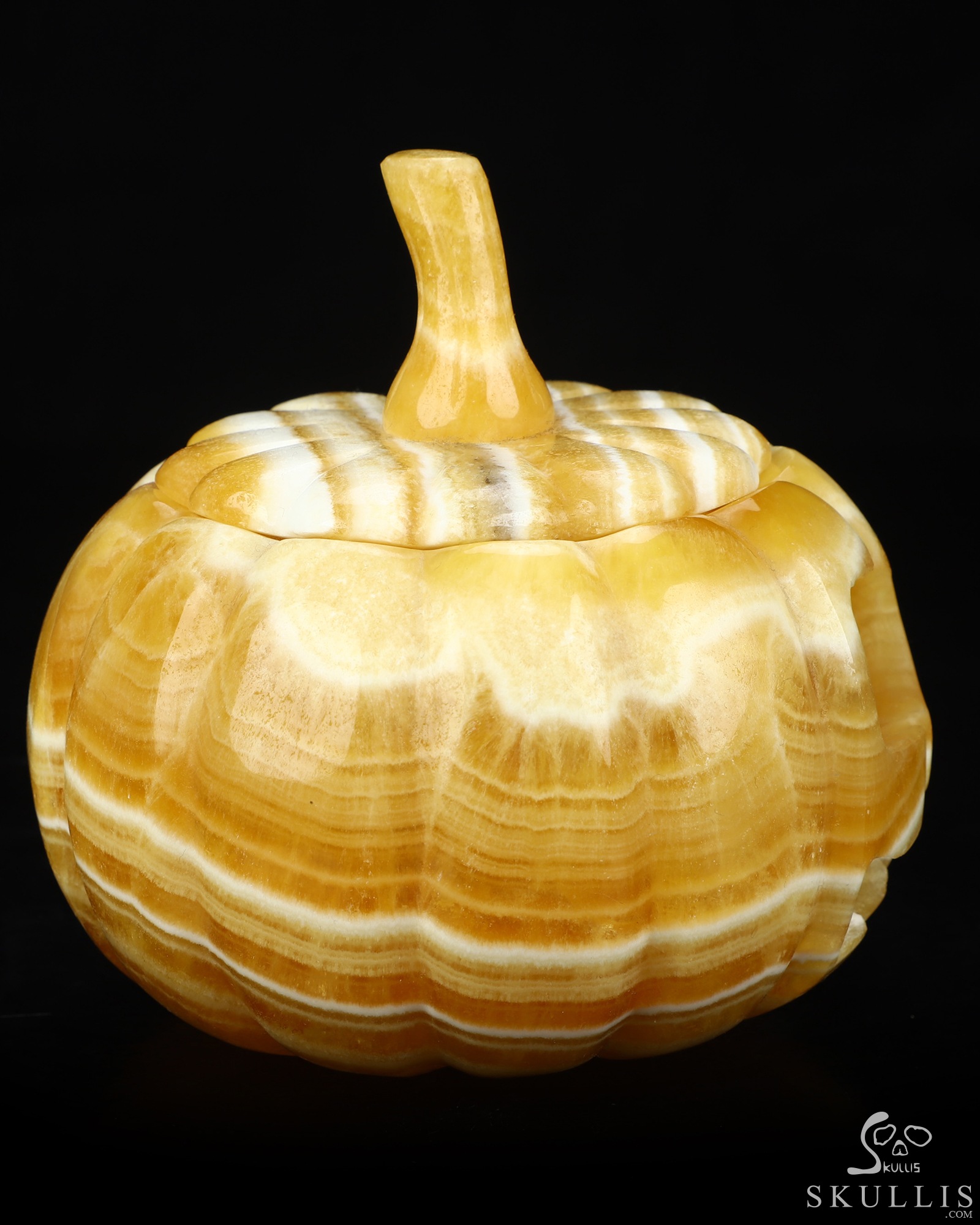 5.0" Beeswax Jade Hand Carved Hollow Jack-O'-Lantern Pumpkin Crystal Skull Sculpture, Crystal Healing 5.0" Beeswax Jade Hand Carved Hollow Jack-O'-Lantern Pumpkin Crystal Skull Sculpture, Crystal Healing