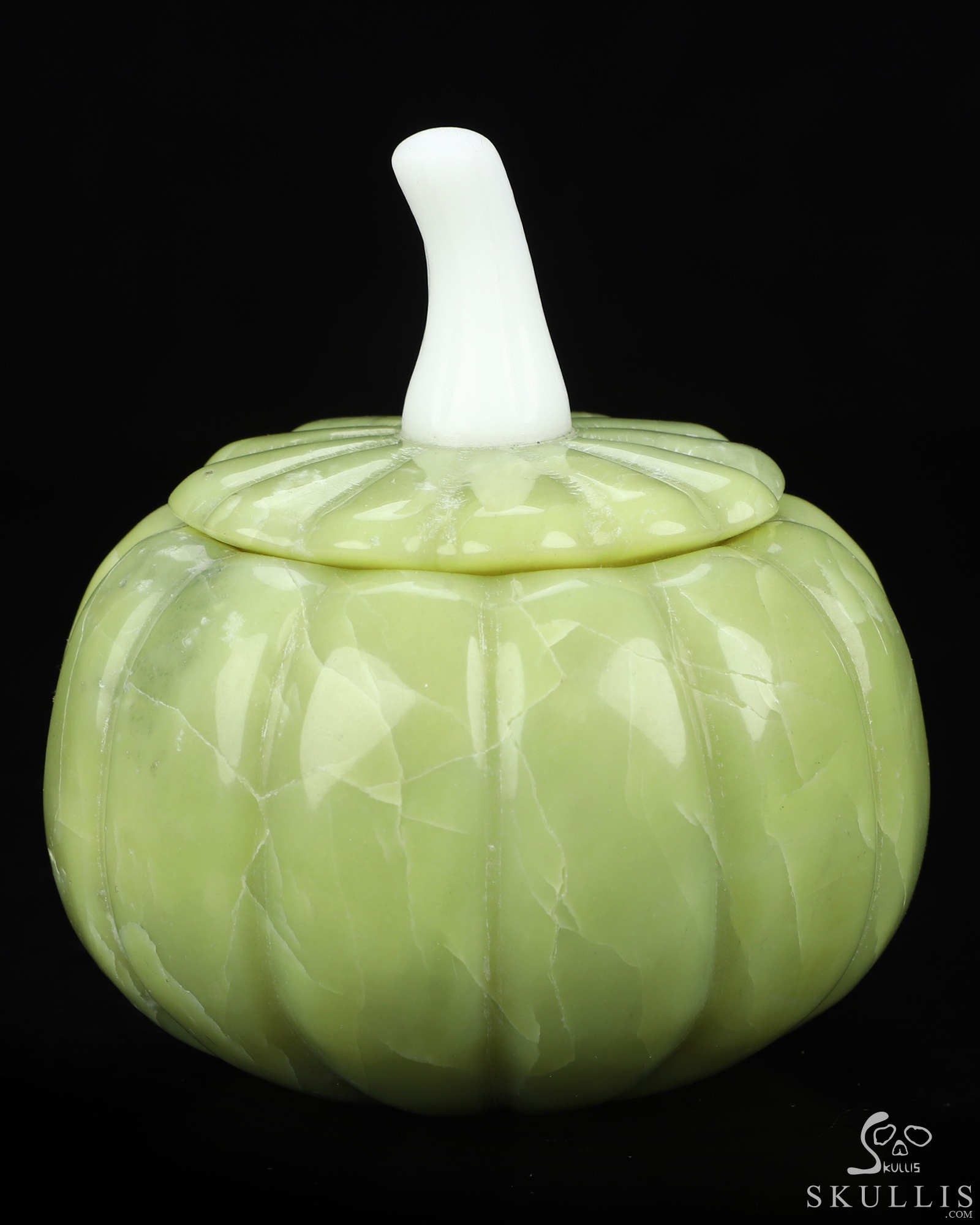 4.3" Lemon Stone Hand Carved Hollow Jack-O'-Lantern Pumpkin Crystal Skull Sculpture, Crystal Healing 4.3" Lemon Stone Hand Carved Hollow Jack-O'-Lantern Pumpkin Crystal Skull Sculpture, Crystal Healing