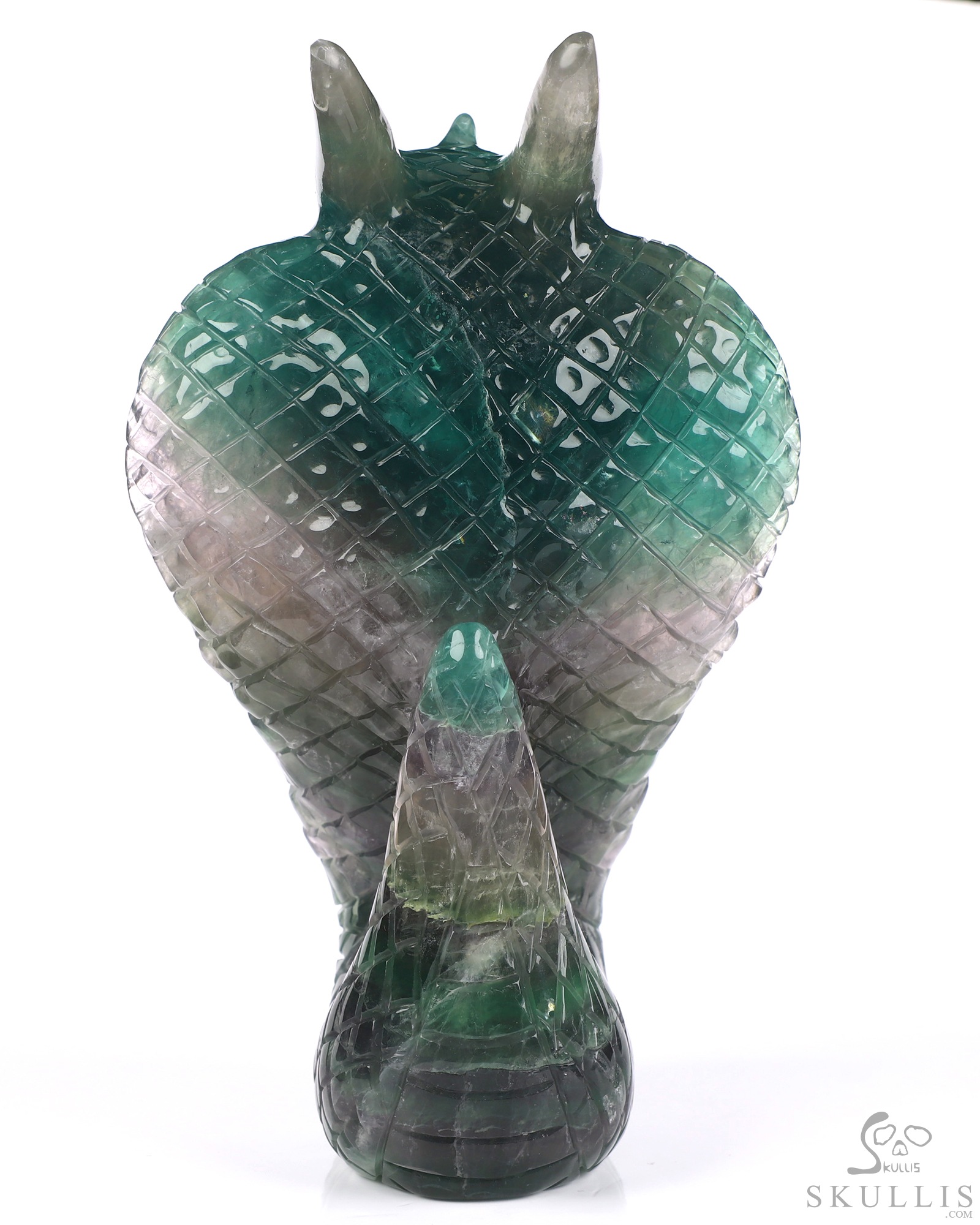 6.7" Fluorite Hand Carved Dragon Crystal Skull Fine Art Sculpture, Crystal Healing 6.7" Fluorite Hand Carved Dragon Crystal Skull Fine Art Sculpture, Crystal Healing