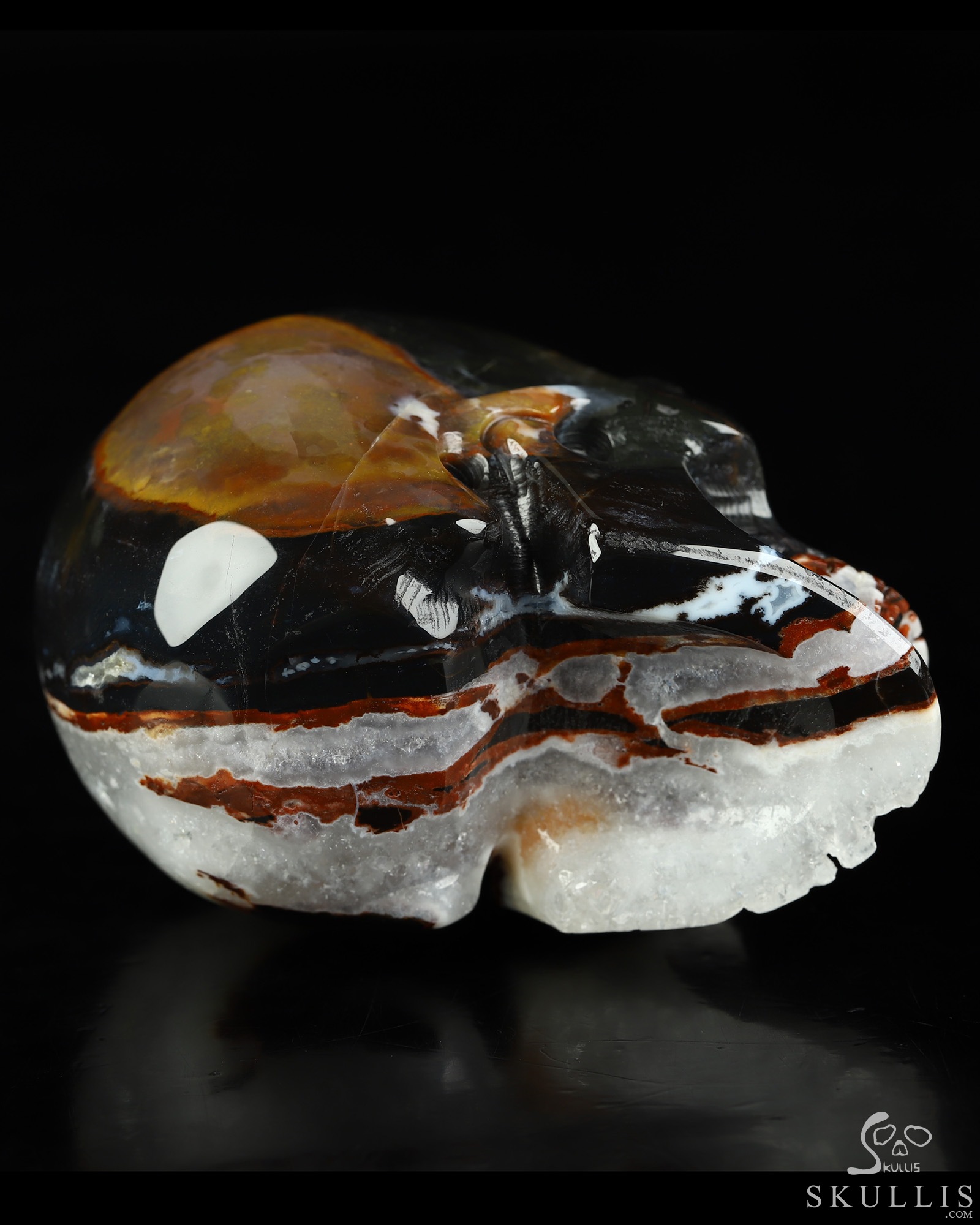 3.5" Black Zebra Agate Hand Carved Crystal Skull, Realistic, Crystal Healing 3.5" Black Zebra Agate Hand Carved Crystal Skull, Realistic, Crystal Healing