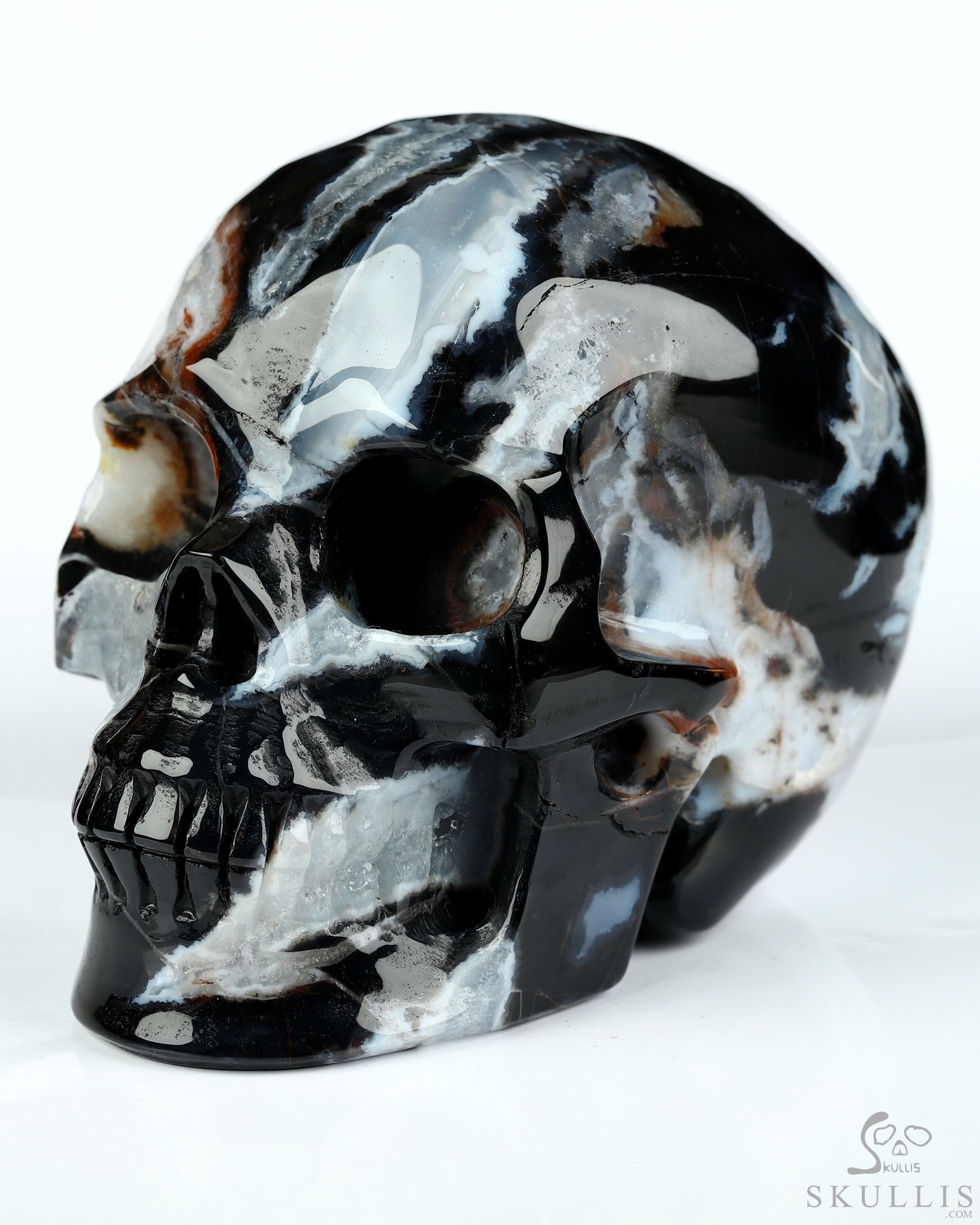 3.5" Black Zebra Agate Hand Carved Crystal Skull, Realistic, Crystal Healing 3.5" Black Zebra Agate Hand Carved Crystal Skull, Realistic, Crystal Healing