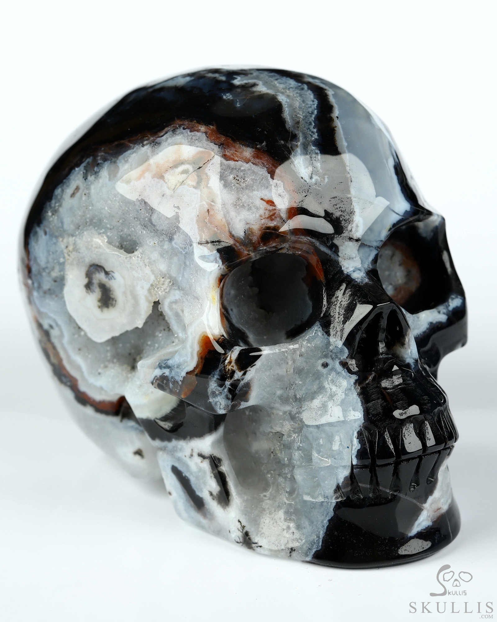 3.5" Black Zebra Agate Hand Carved Crystal Skull, Realistic, Crystal Healing 3.5" Black Zebra Agate Hand Carved Crystal Skull, Realistic, Crystal Healing