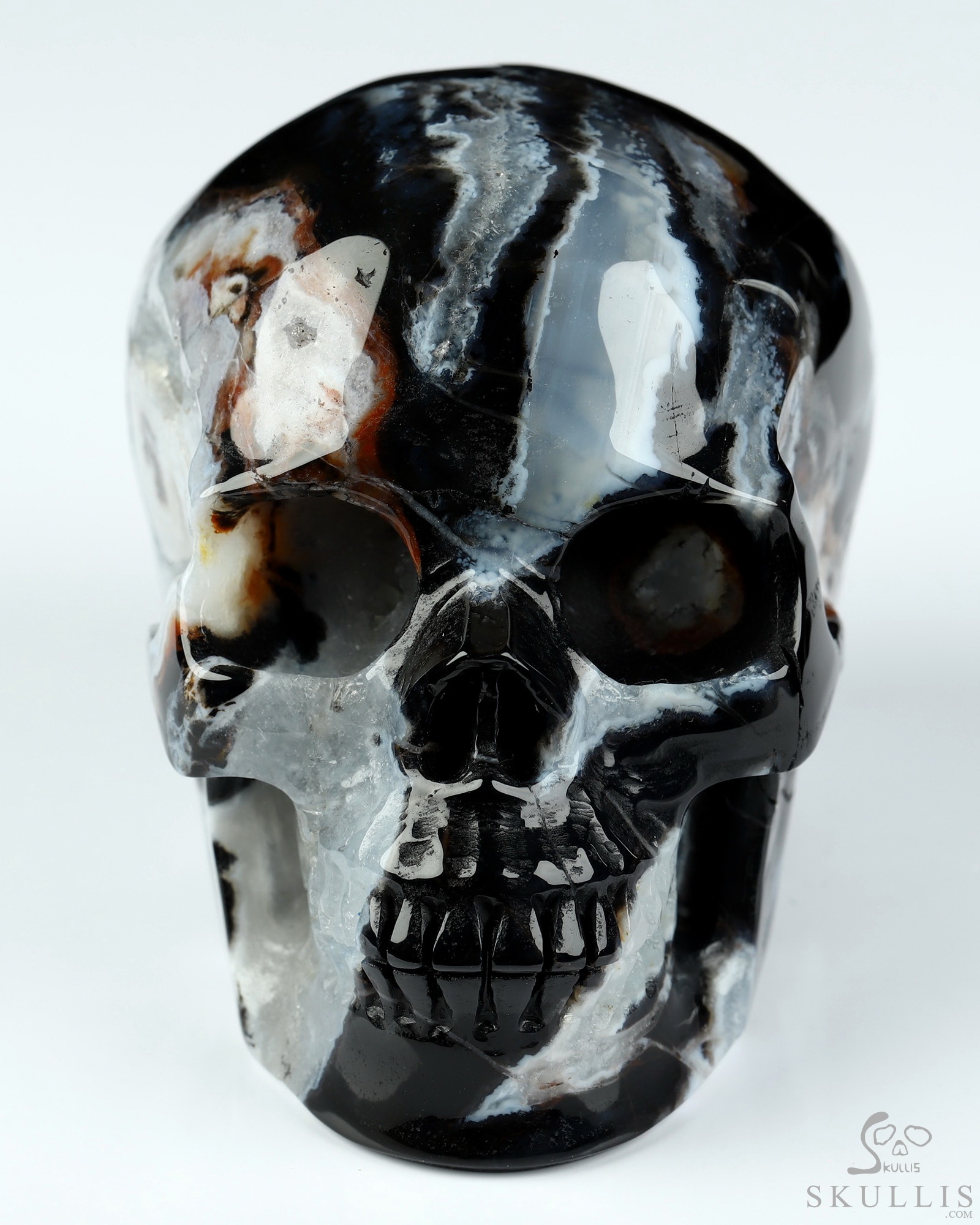3.5" Black Zebra Agate Hand Carved Crystal Skull, Realistic, Crystal Healing 3.5" Black Zebra Agate Hand Carved Crystal Skull, Realistic, Crystal Healing