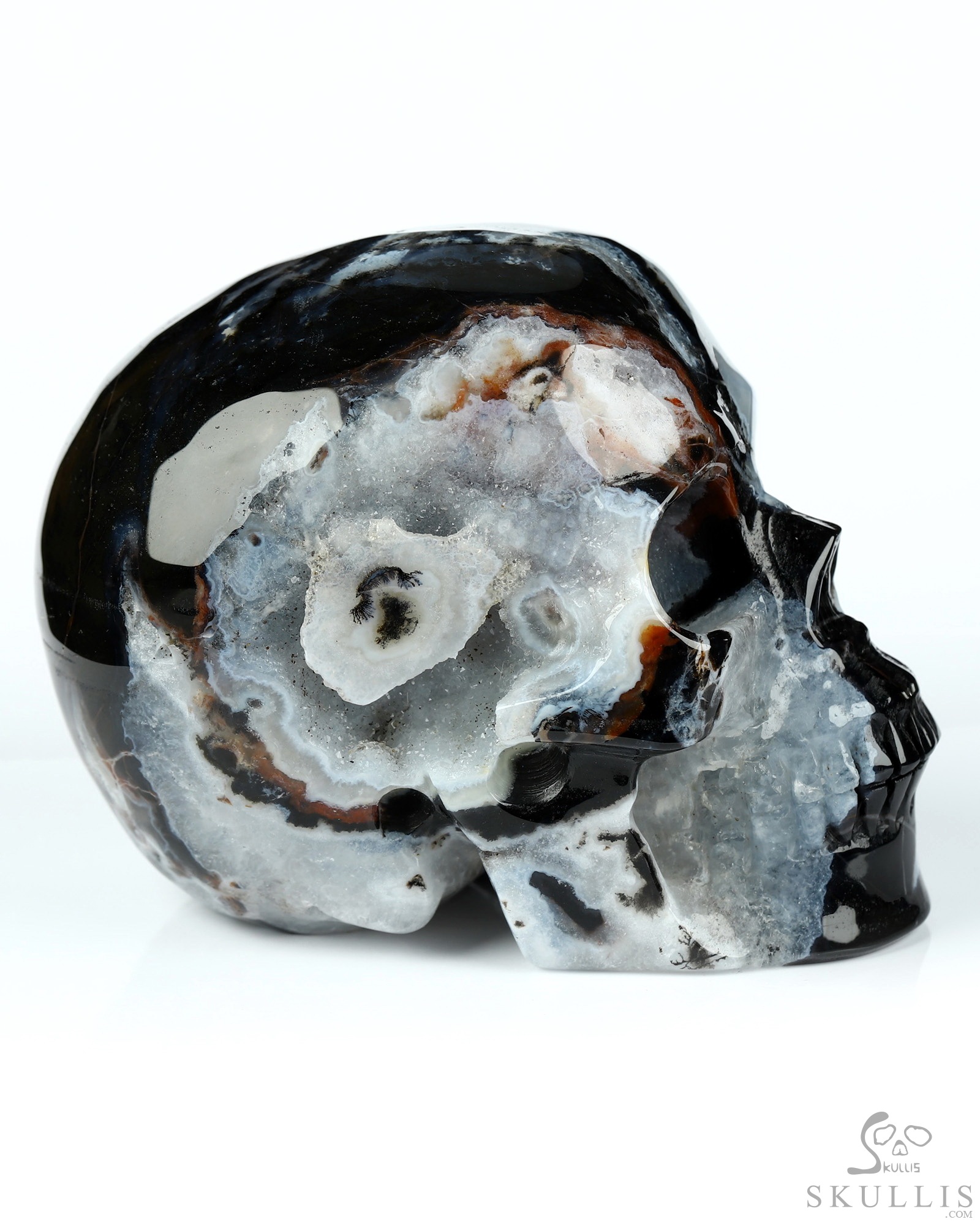 3.5" Black Zebra Agate Hand Carved Crystal Skull, Realistic, Crystal Healing 3.5" Black Zebra Agate Hand Carved Crystal Skull, Realistic, Crystal Healing