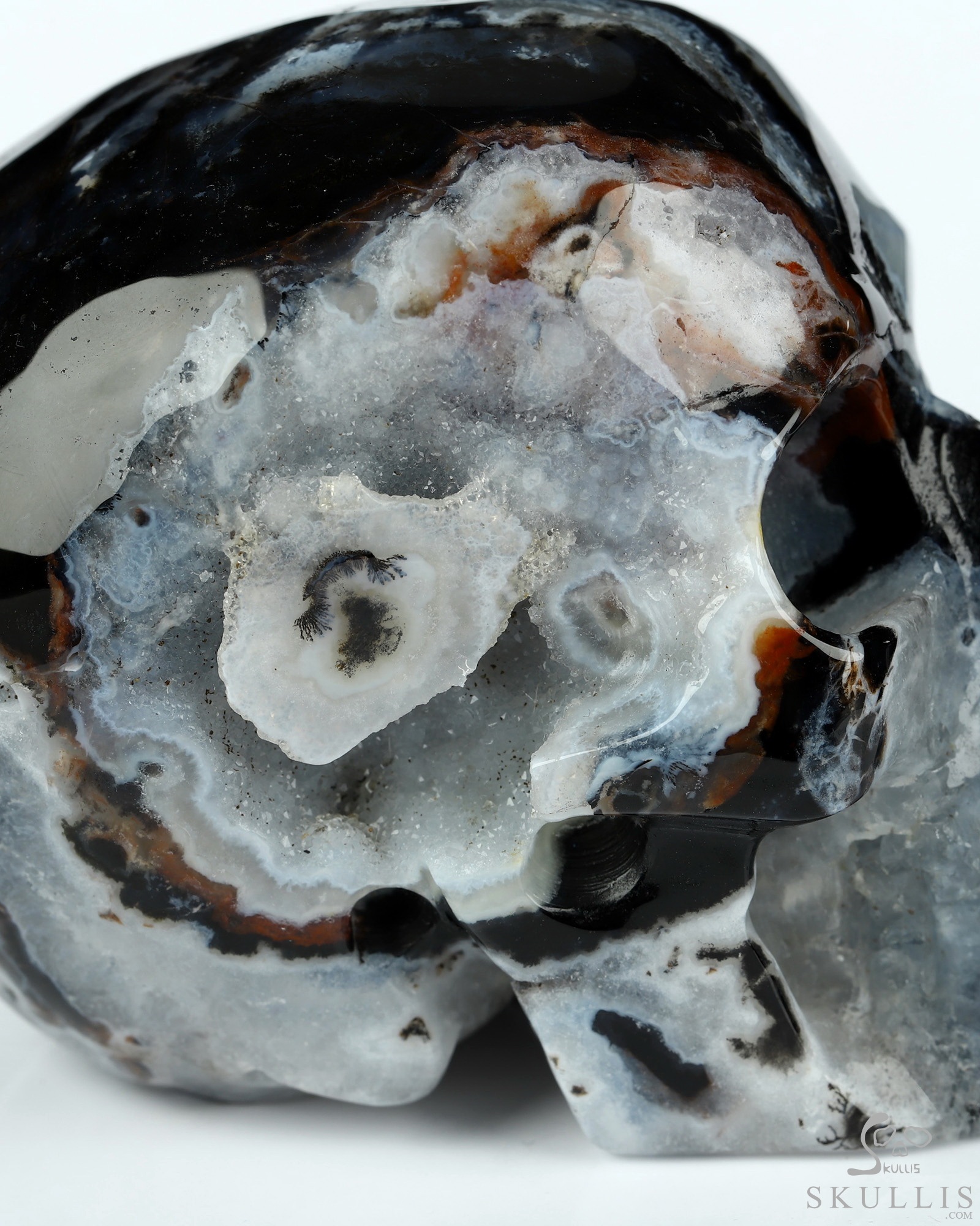 3.5" Black Zebra Agate Hand Carved Crystal Skull, Realistic, Crystal Healing 3.5" Black Zebra Agate Hand Carved Crystal Skull, Realistic, Crystal Healing