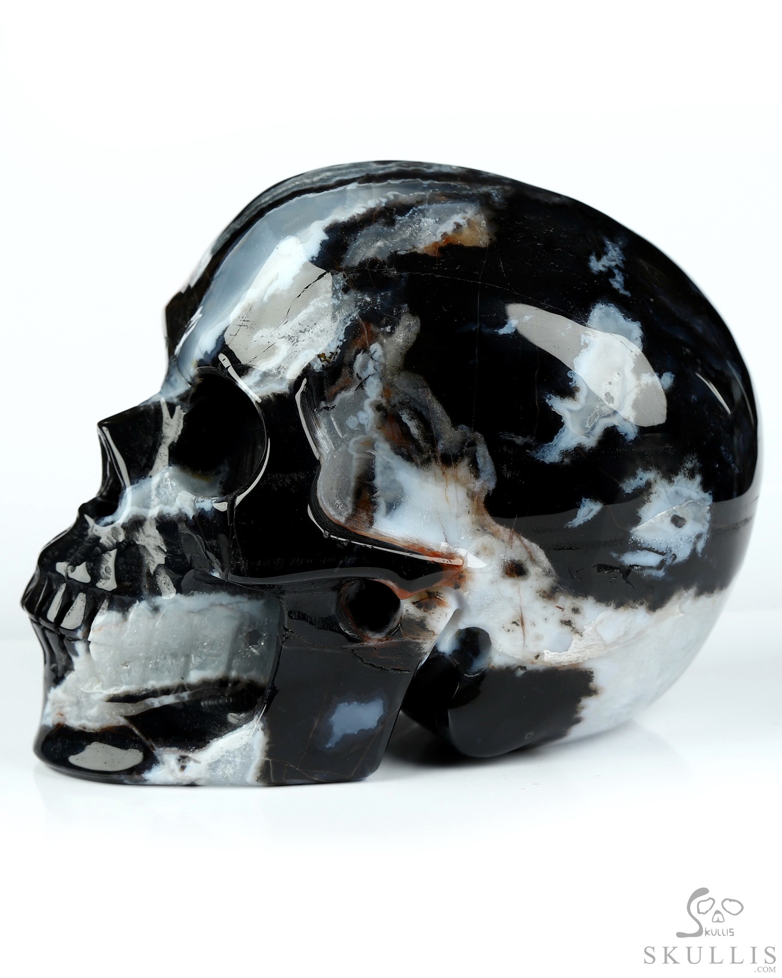 3.5" Black Zebra Agate Hand Carved Crystal Skull, Realistic, Crystal Healing 3.5" Black Zebra Agate Hand Carved Crystal Skull, Realistic, Crystal Healing