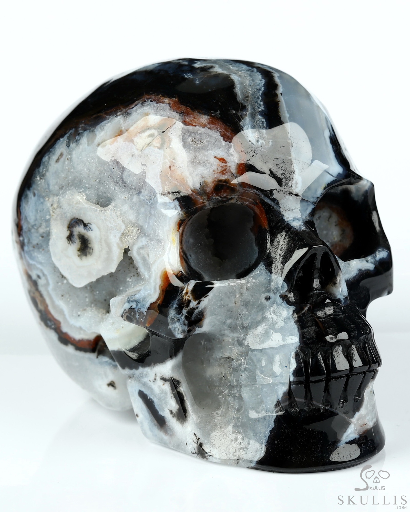 3.5" Black Zebra Agate Hand Carved Crystal Skull, Realistic, Crystal Healing 3.5" Black Zebra Agate Hand Carved Crystal Skull, Realistic, Crystal Healing
