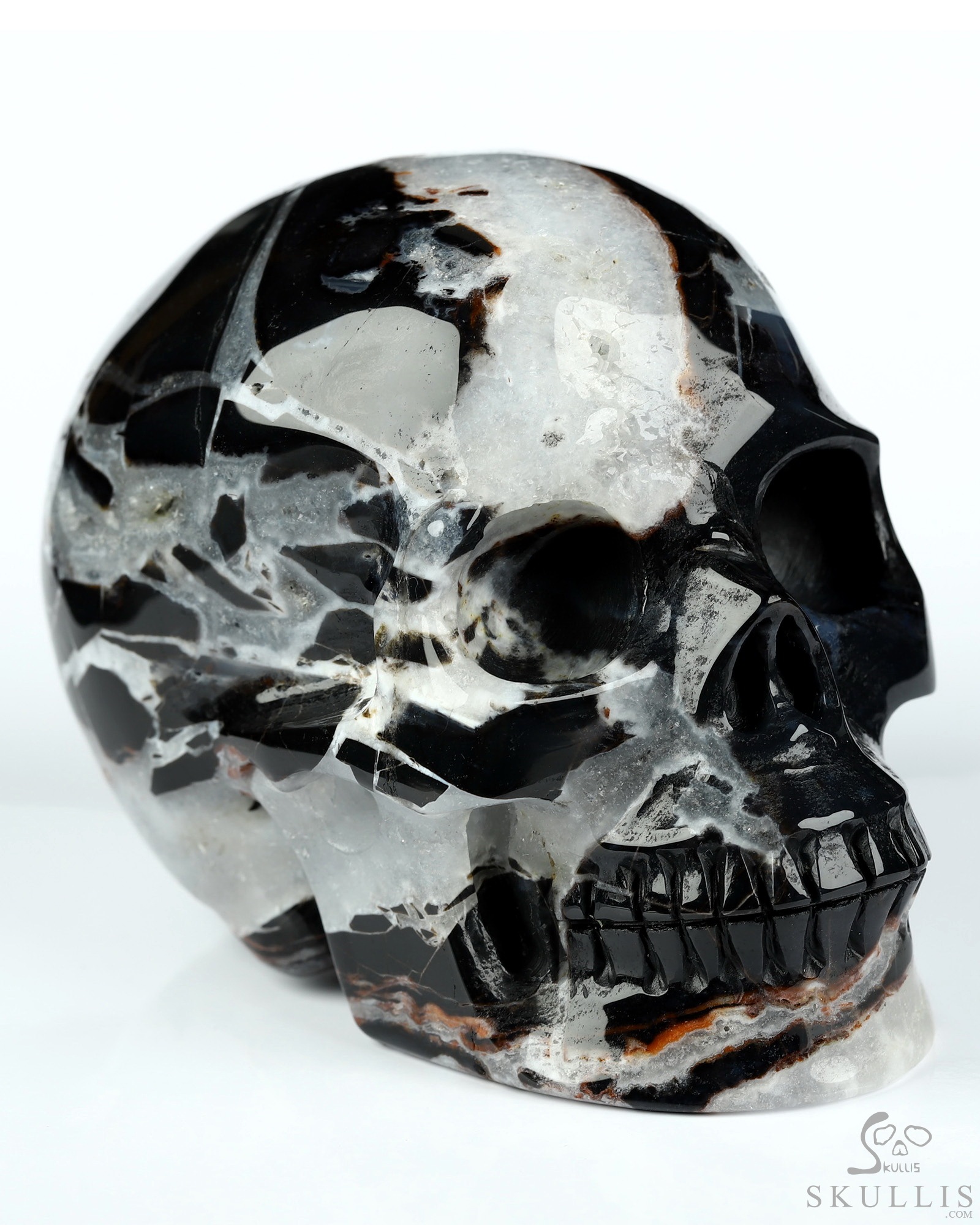 3.5" Black Zebra Agate Hand Carved Crystal Skull, Realistic, Crystal Healing 3.5" Black Zebra Agate Hand Carved Crystal Skull, Realistic, Crystal Healing