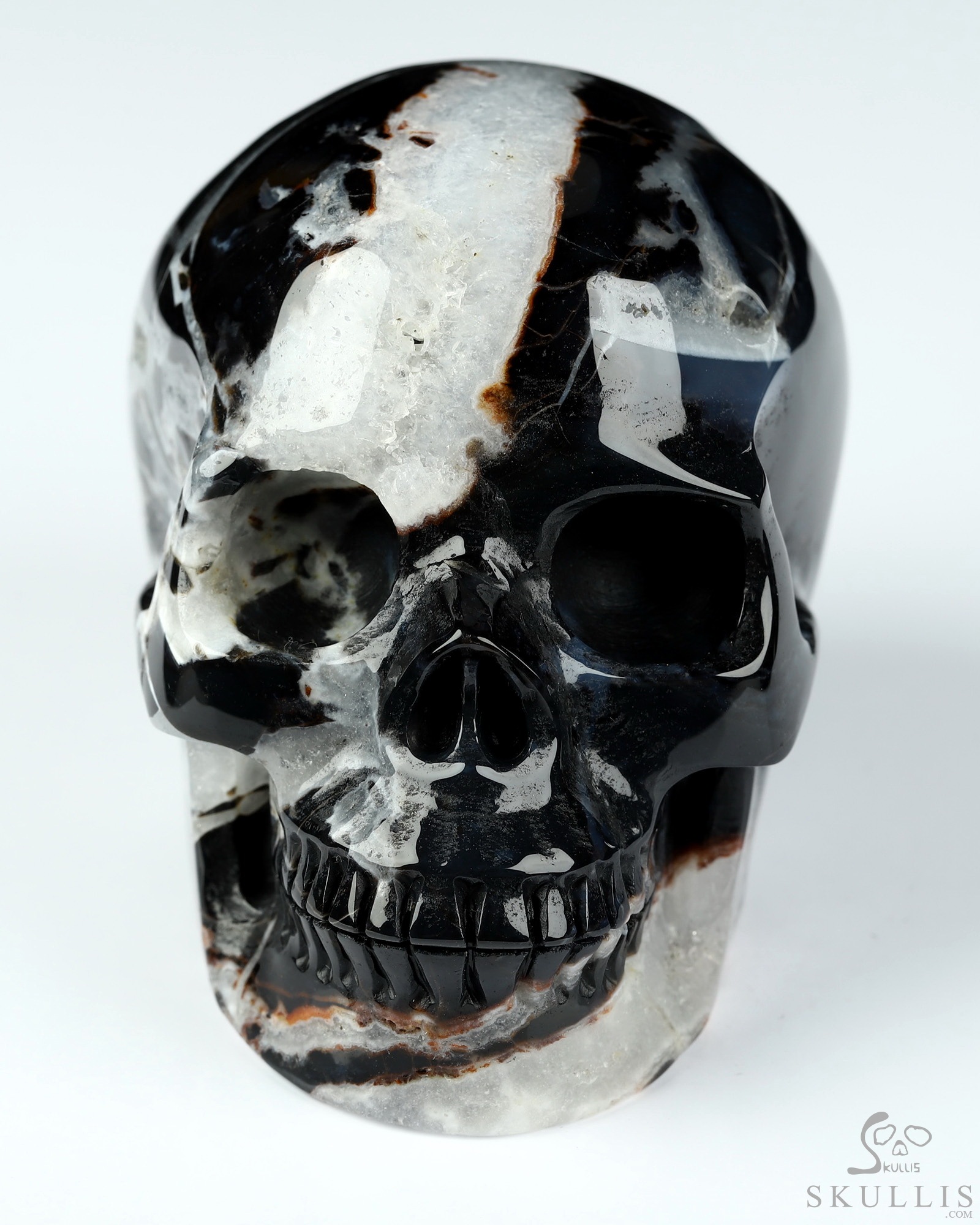 3.5" Black Zebra Agate Hand Carved Crystal Skull, Realistic, Crystal Healing 3.5" Black Zebra Agate Hand Carved Crystal Skull, Realistic, Crystal Healing