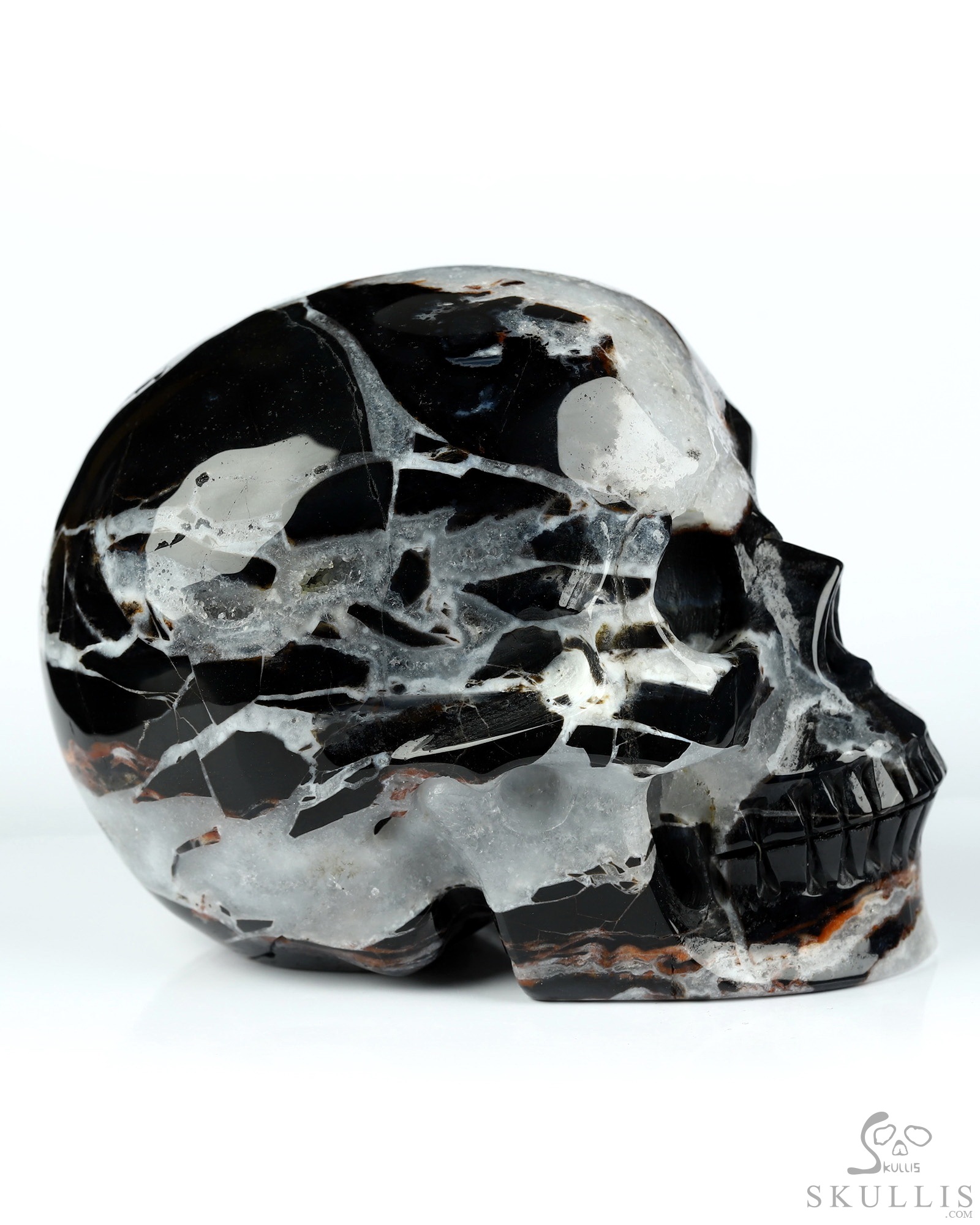 3.5" Black Zebra Agate Hand Carved Crystal Skull, Realistic, Crystal Healing 3.5" Black Zebra Agate Hand Carved Crystal Skull, Realistic, Crystal Healing