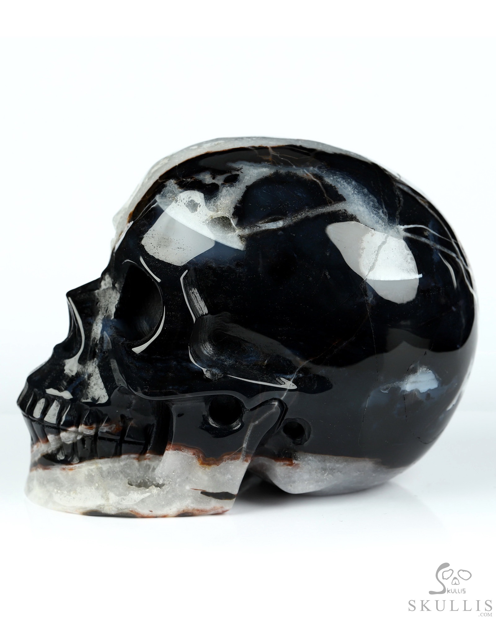 3.5" Black Zebra Agate Hand Carved Crystal Skull, Realistic, Crystal Healing 3.5" Black Zebra Agate Hand Carved Crystal Skull, Realistic, Crystal Healing