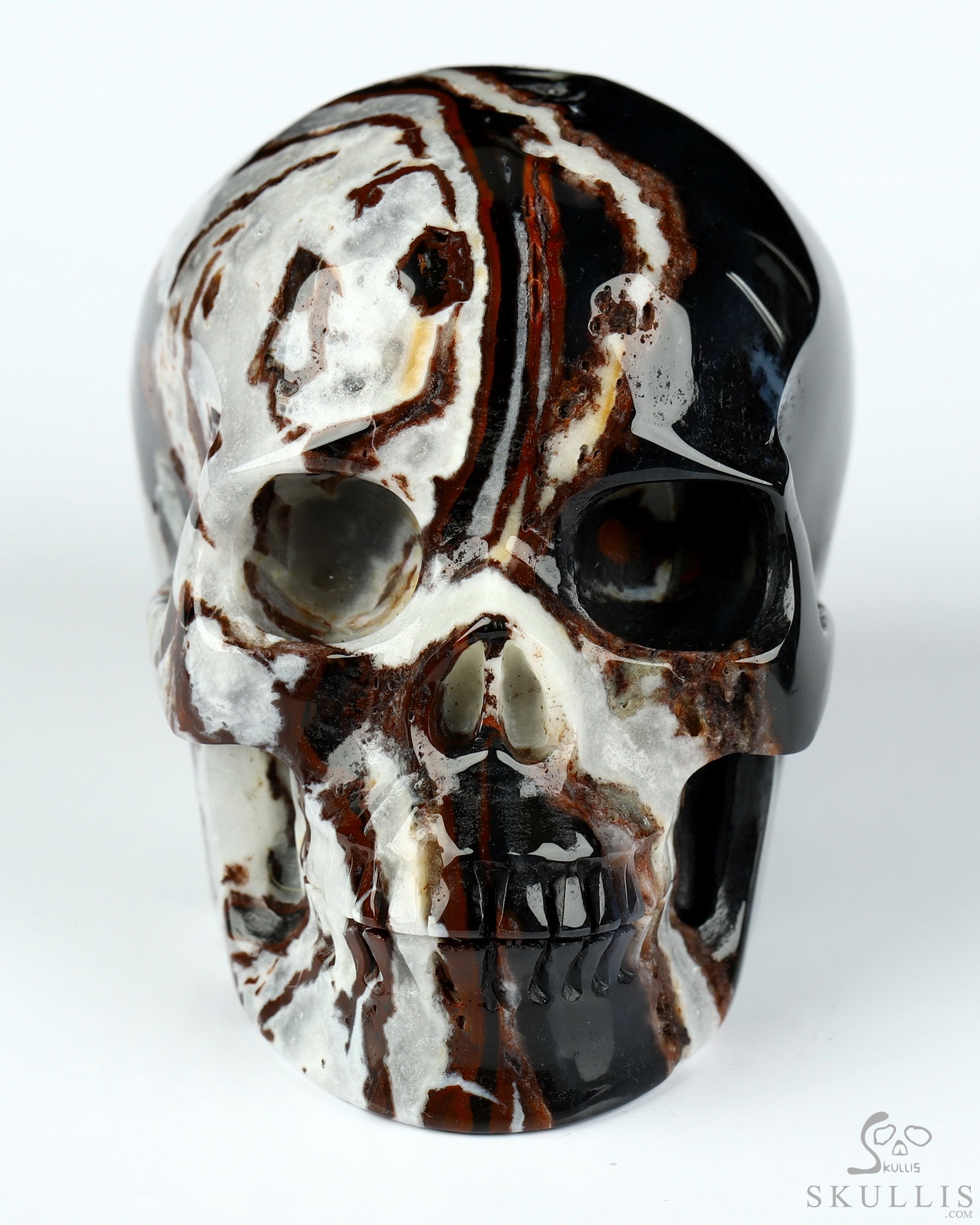 3.5" Black Zebra Agate Hand Carved Crystal Skull, Realistic, Crystal Healing 3.5" Black Zebra Agate Hand Carved Crystal Skull, Realistic, Crystal Healing