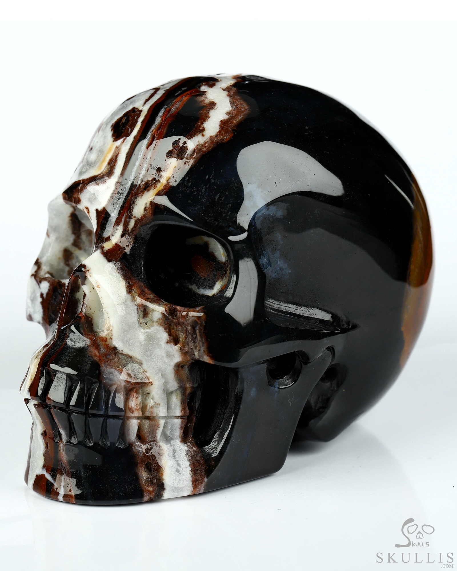 3.5" Black Zebra Agate Hand Carved Crystal Skull, Realistic, Crystal Healing 3.5" Black Zebra Agate Hand Carved Crystal Skull, Realistic, Crystal Healing