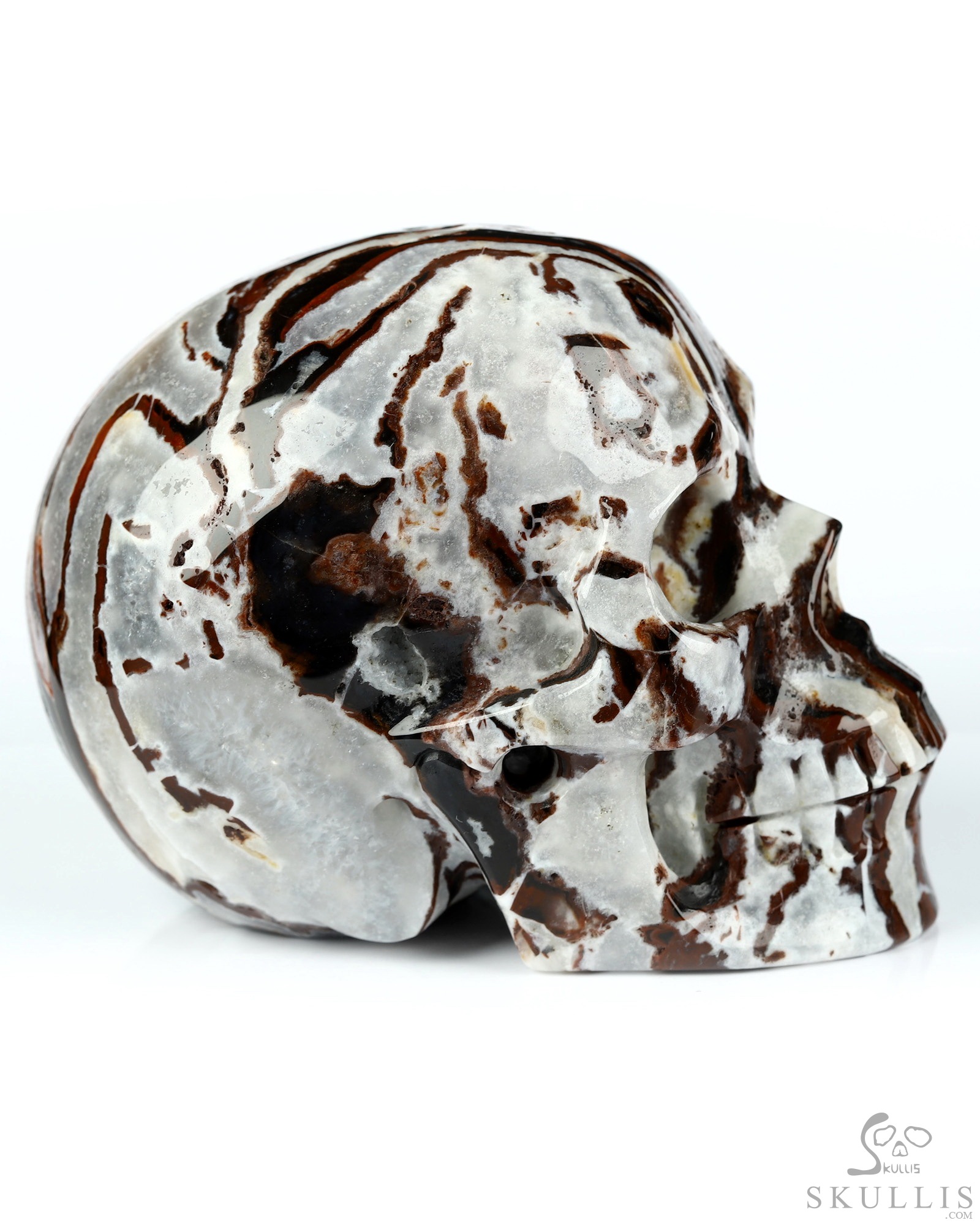 3.5" Black Zebra Agate Hand Carved Crystal Skull, Realistic, Crystal Healing 3.5" Black Zebra Agate Hand Carved Crystal Skull, Realistic, Crystal Healing