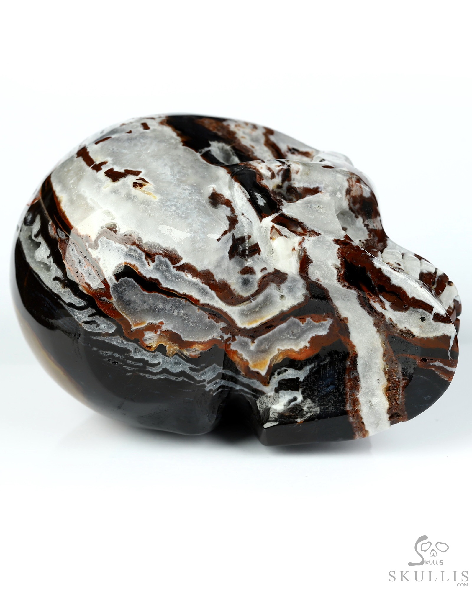 3.5" Black Zebra Agate Hand Carved Crystal Skull, Realistic, Crystal Healing 3.5" Black Zebra Agate Hand Carved Crystal Skull, Realistic, Crystal Healing