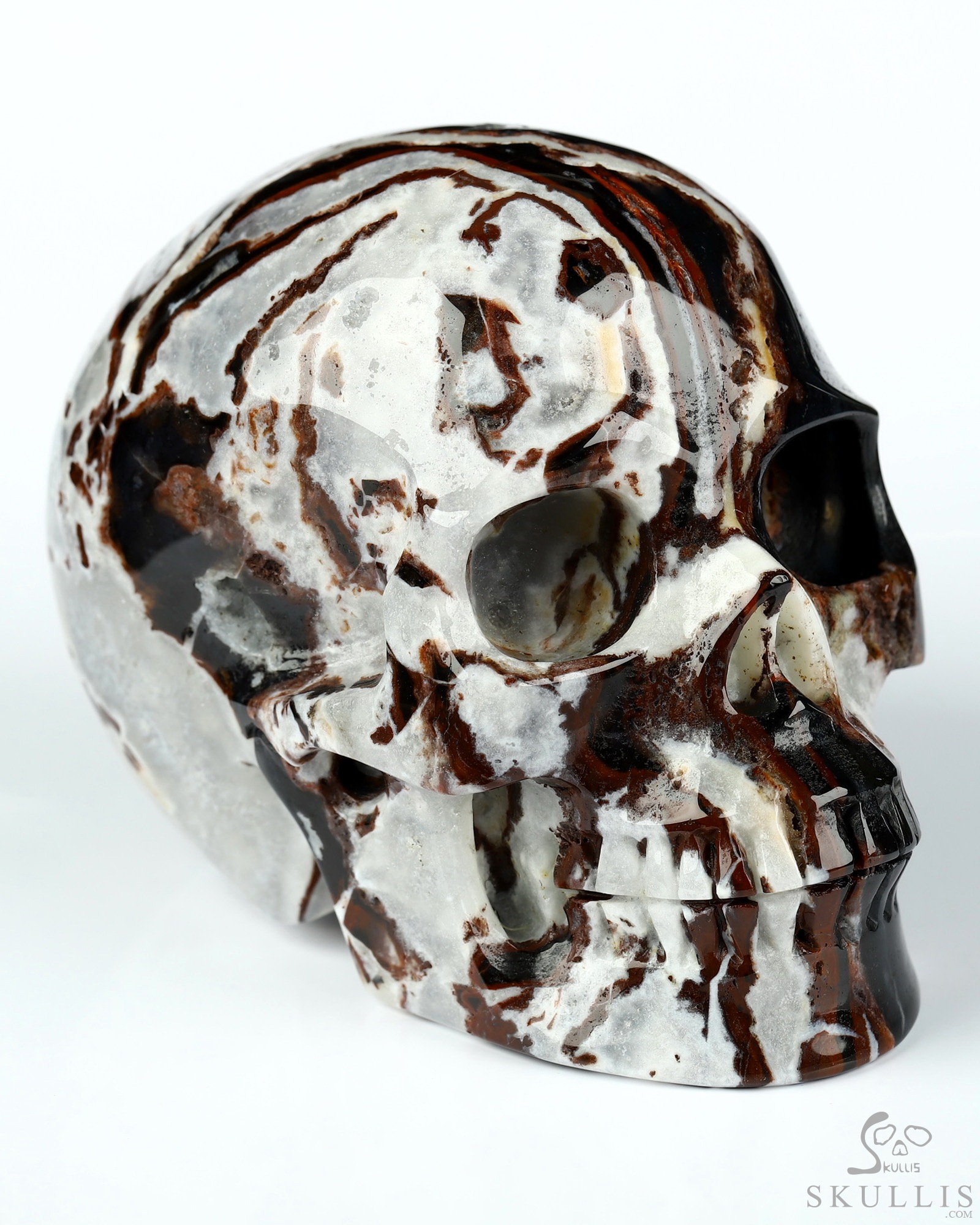 3.5" Black Zebra Agate Hand Carved Crystal Skull, Realistic, Crystal Healing 3.5" Black Zebra Agate Hand Carved Crystal Skull, Realistic, Crystal Healing