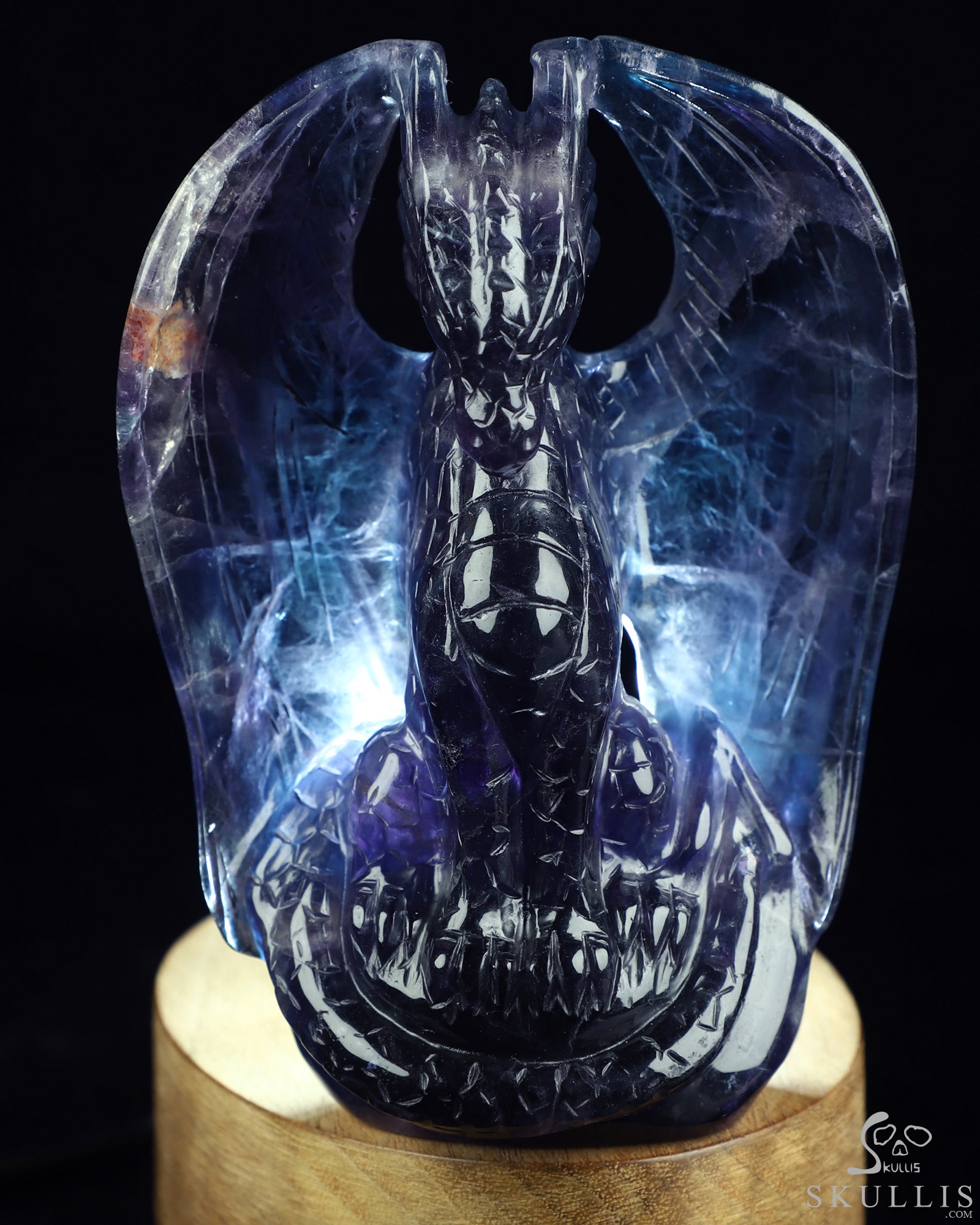 The Guardian Dragon - 4.9" Fluorite Hand Carved Crystal Dragon Fine Art Sculpture, Crystal Healing The Guardian Dragon - 4.9" Fluorite Hand Carved Crystal Dragon Fine Art Sculpture, Crystal Healing
