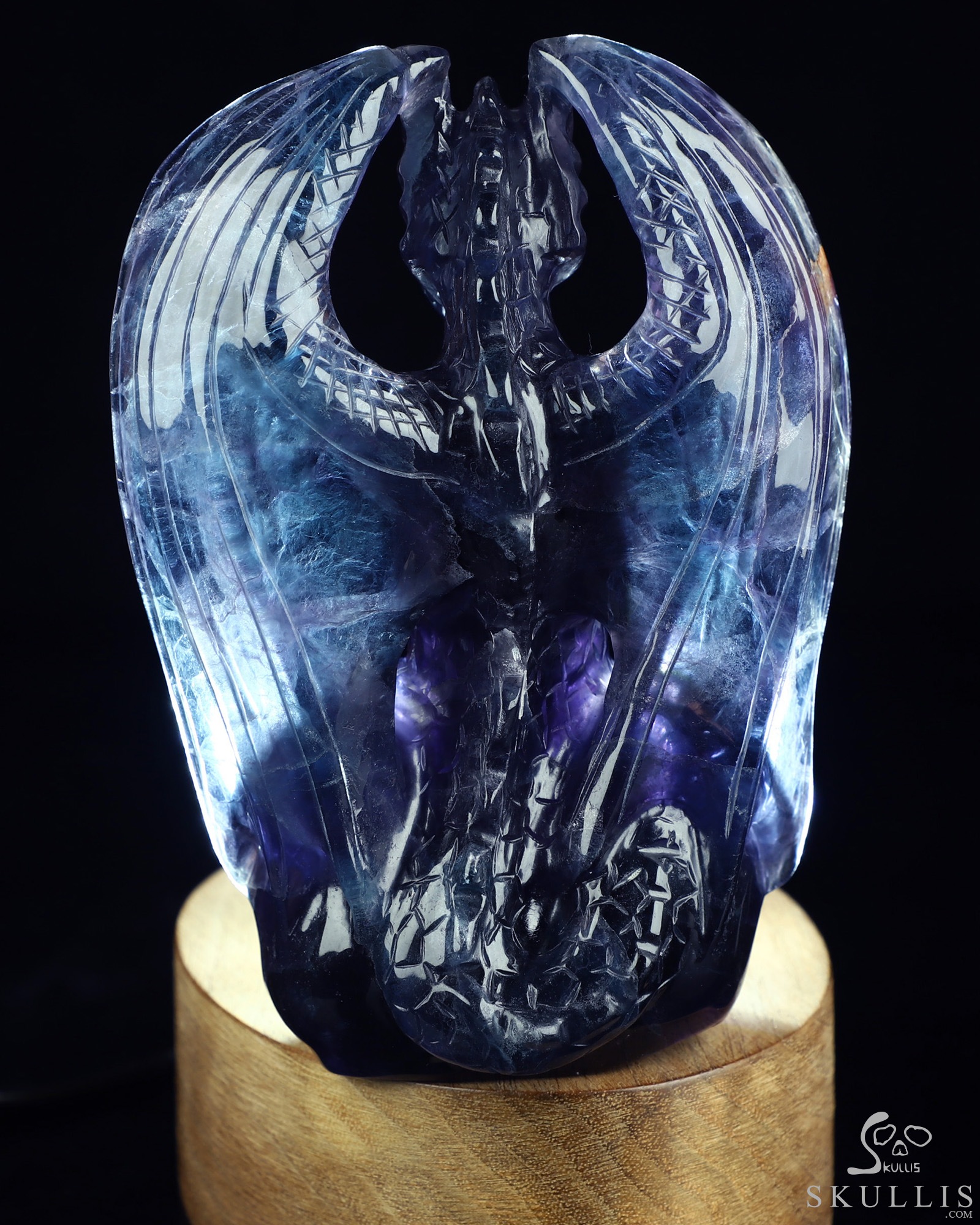 The Guardian Dragon - 4.9" Fluorite Hand Carved Crystal Dragon Fine Art Sculpture, Crystal Healing The Guardian Dragon - 4.9" Fluorite Hand Carved Crystal Dragon Fine Art Sculpture, Crystal Healing