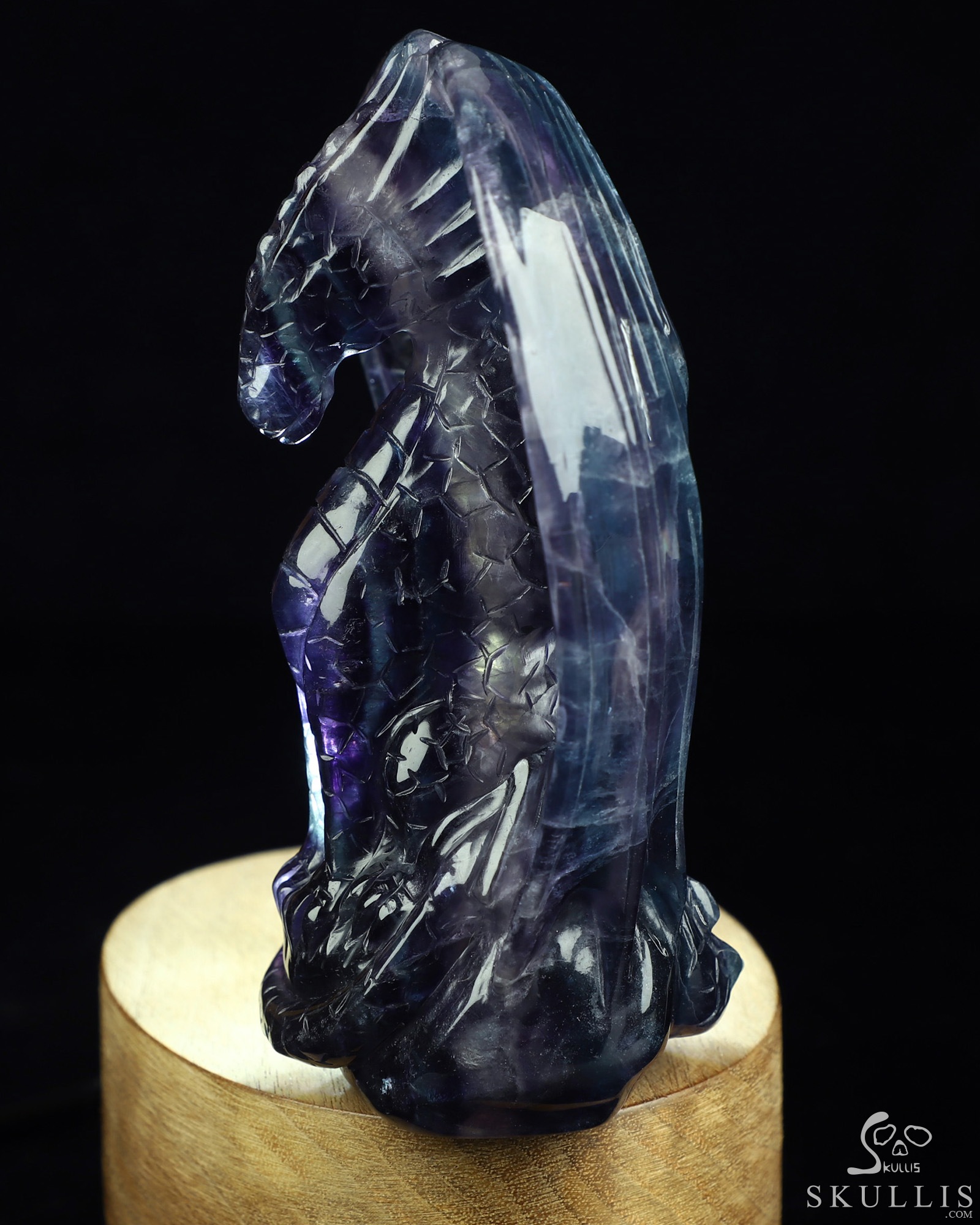 The Guardian Dragon - 4.9" Fluorite Hand Carved Crystal Dragon Fine Art Sculpture, Crystal Healing The Guardian Dragon - 4.9" Fluorite Hand Carved Crystal Dragon Fine Art Sculpture, Crystal Healing