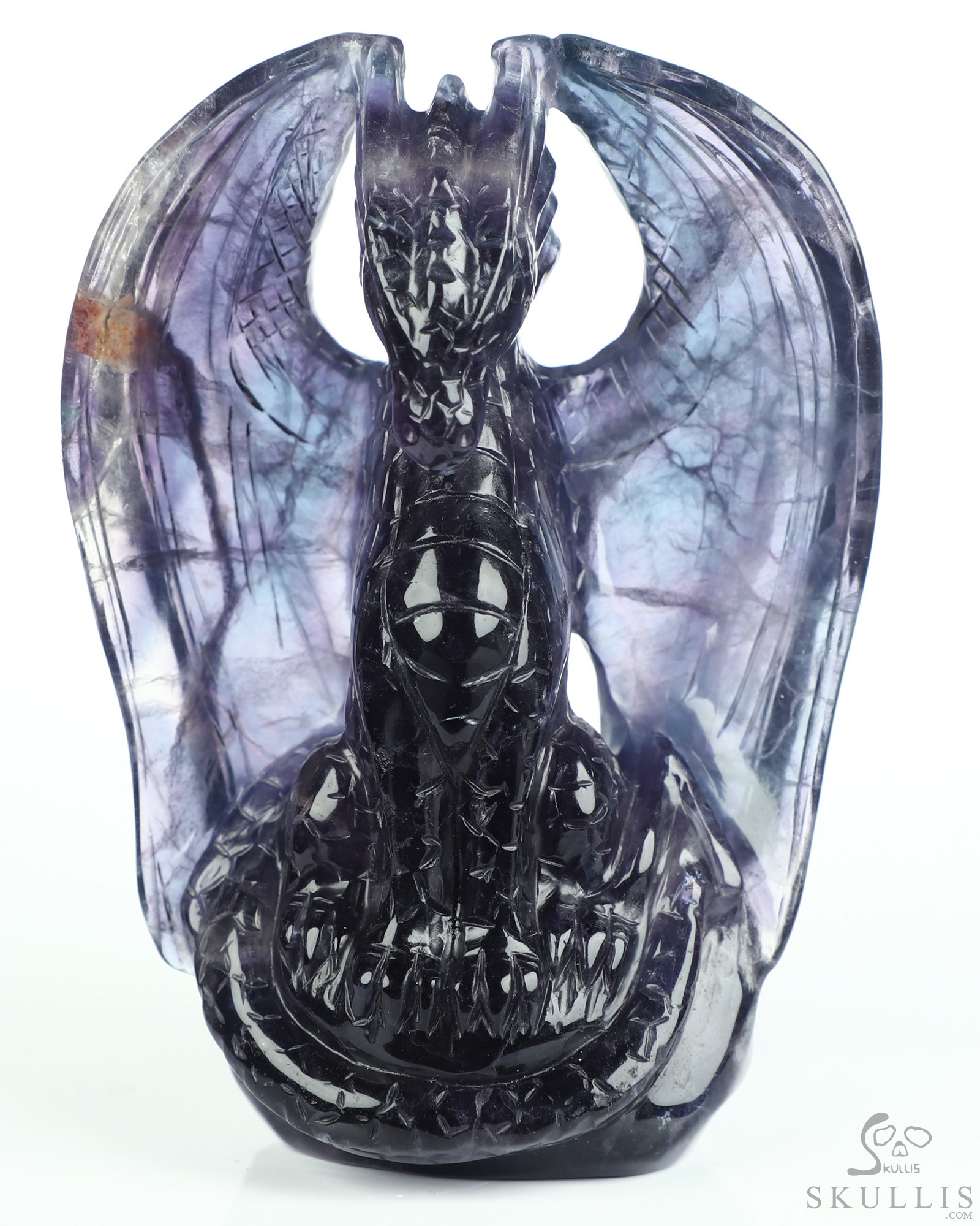The Guardian Dragon - 4.9" Fluorite Hand Carved Crystal Dragon Fine Art Sculpture, Crystal Healing The Guardian Dragon - 4.9" Fluorite Hand Carved Crystal Dragon Fine Art Sculpture, Crystal Healing