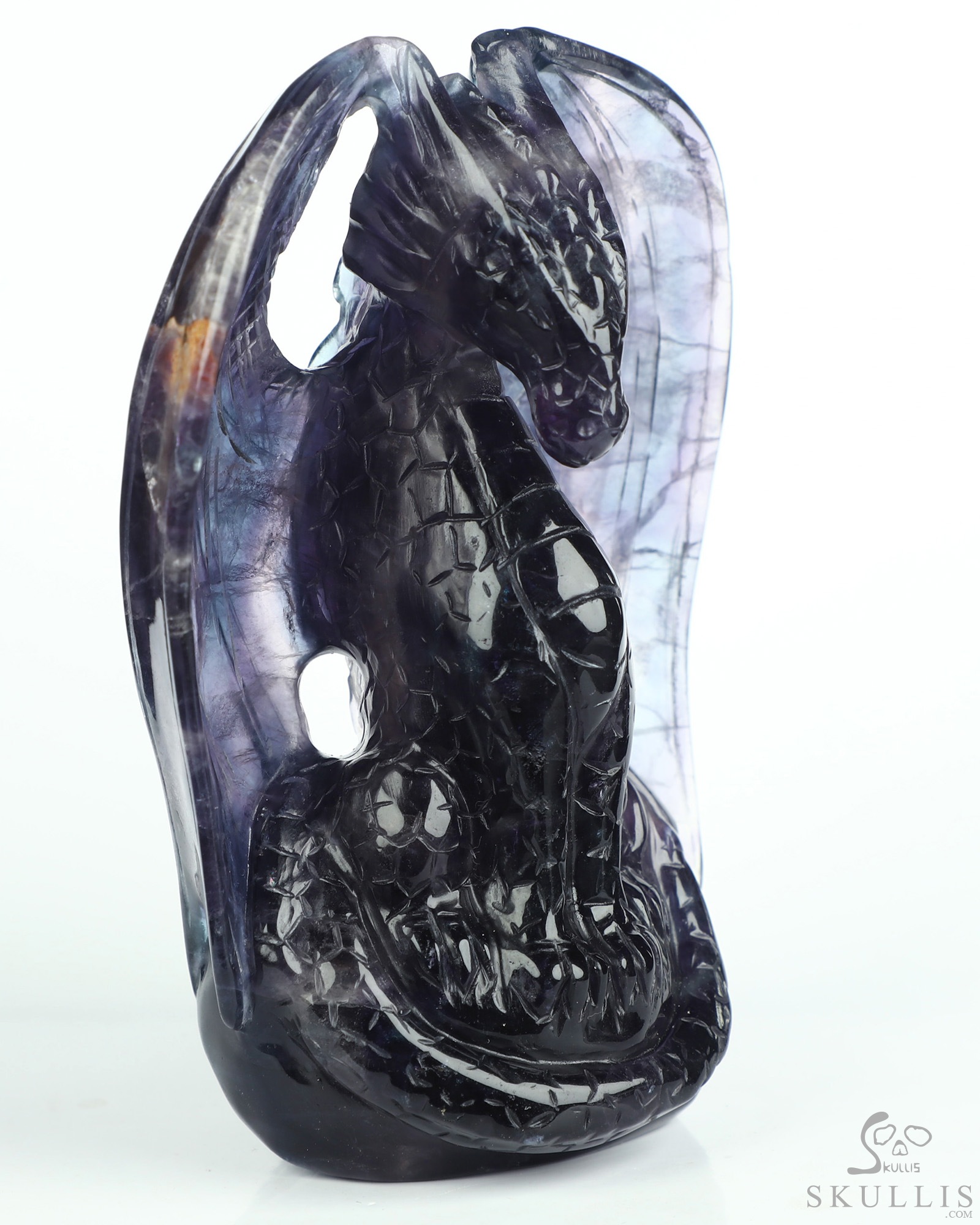 The Guardian Dragon - 4.9" Fluorite Hand Carved Crystal Dragon Fine Art Sculpture, Crystal Healing The Guardian Dragon - 4.9" Fluorite Hand Carved Crystal Dragon Fine Art Sculpture, Crystal Healing