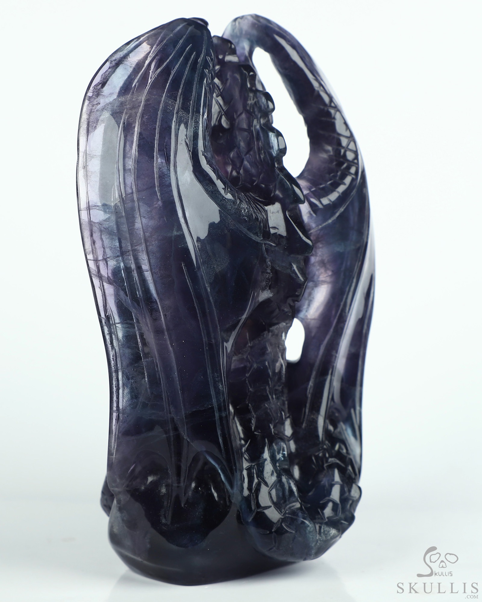 The Guardian Dragon - 4.9" Fluorite Hand Carved Crystal Dragon Fine Art Sculpture, Crystal Healing The Guardian Dragon - 4.9" Fluorite Hand Carved Crystal Dragon Fine Art Sculpture, Crystal Healing